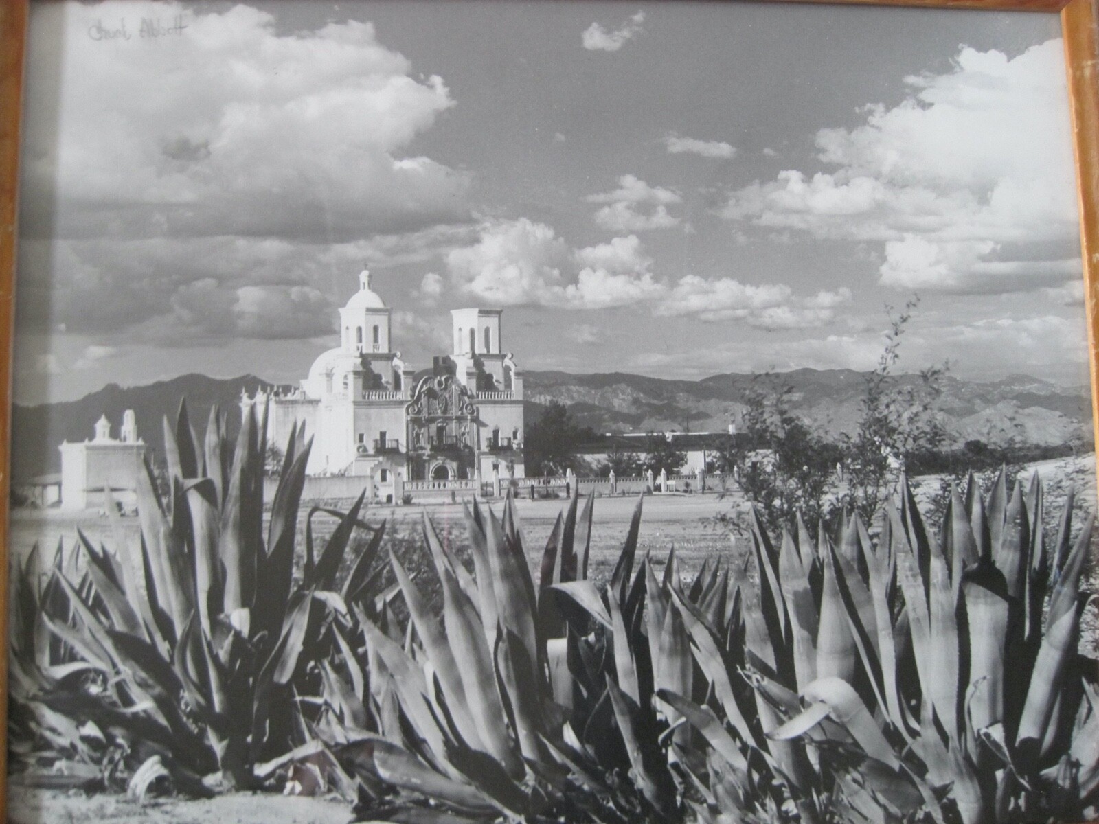 Chuck Abbott Photo Black & White Church In Desert w/ Yucca 16″ x 20″
