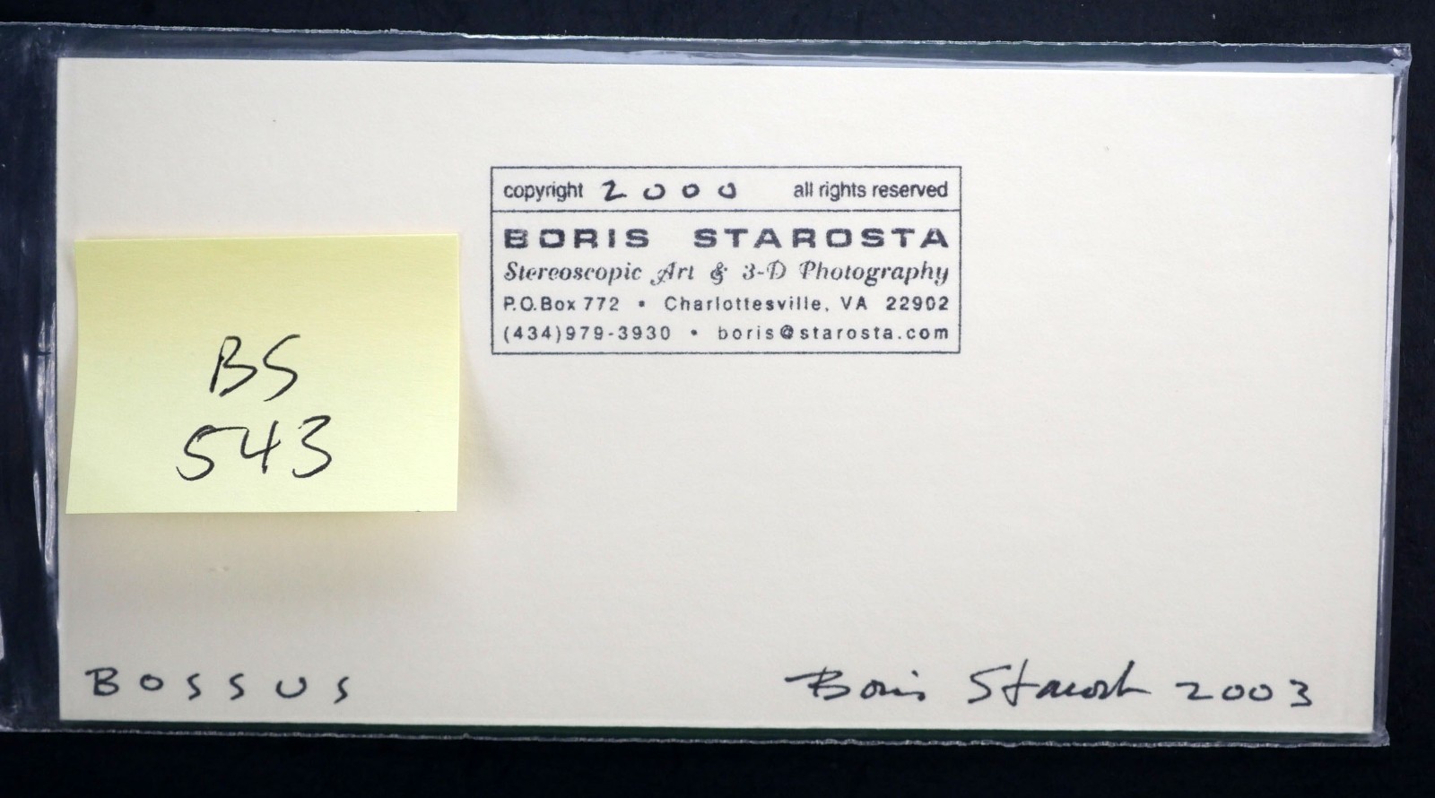 Boris Starosta 3D Stereoview – CREATIVE Bossus Signed 2003