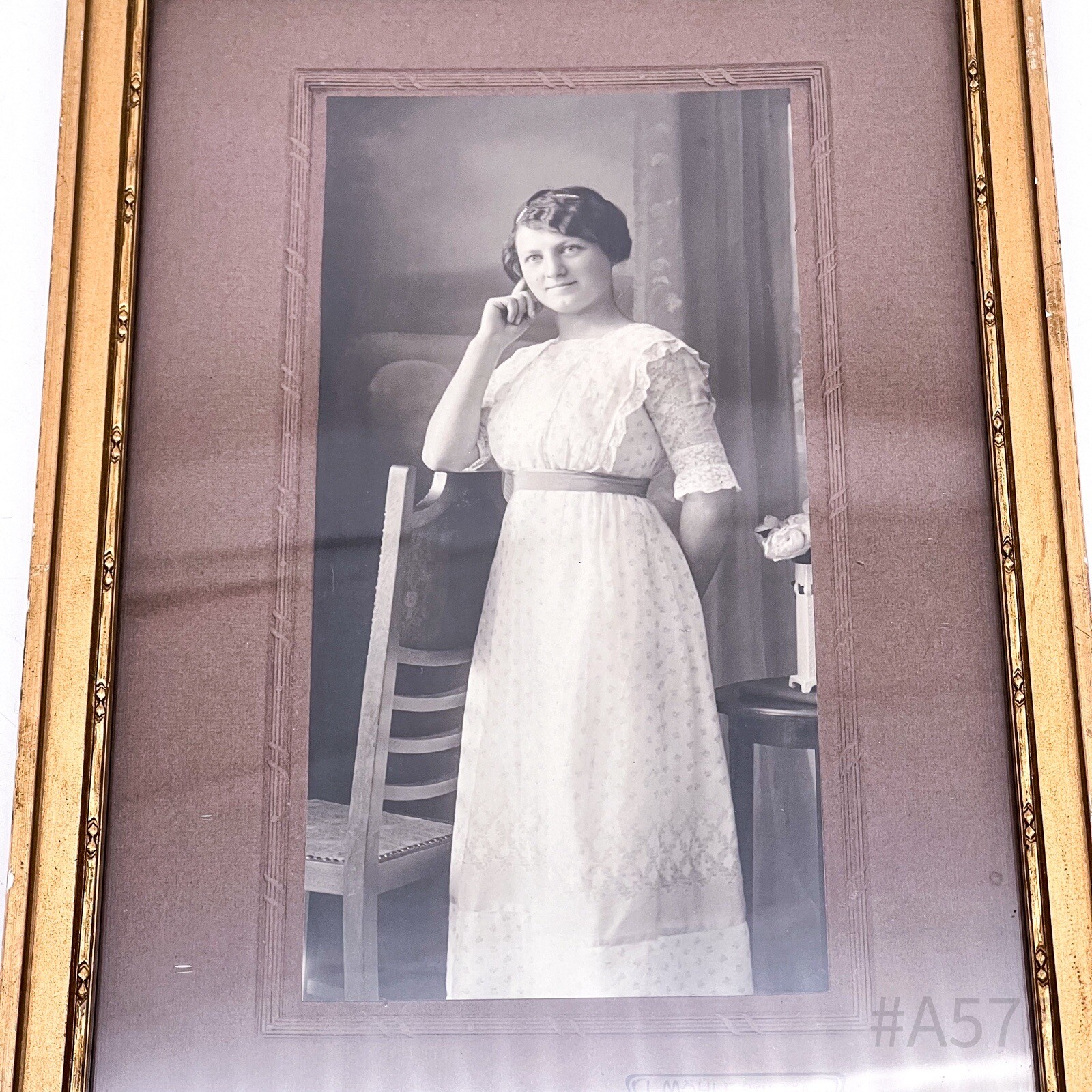 Antique Photograph With Frame & Glass Insert L. Möhle, Stuttgart 15 X 24 Cm