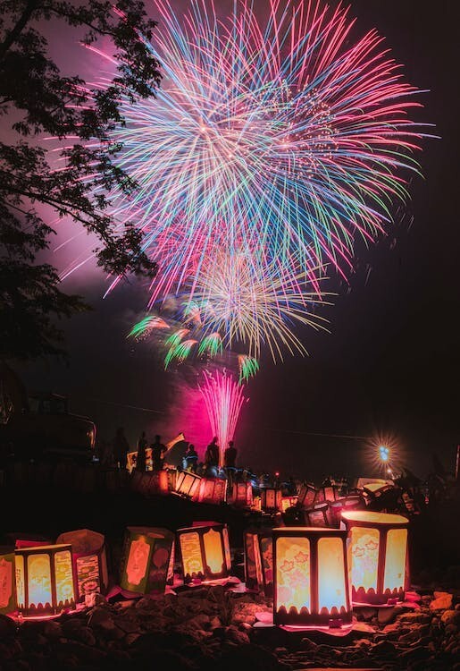 Digital Image Picture Photo Pic Wallpaper Background Vibrant Fireworks Lanterns