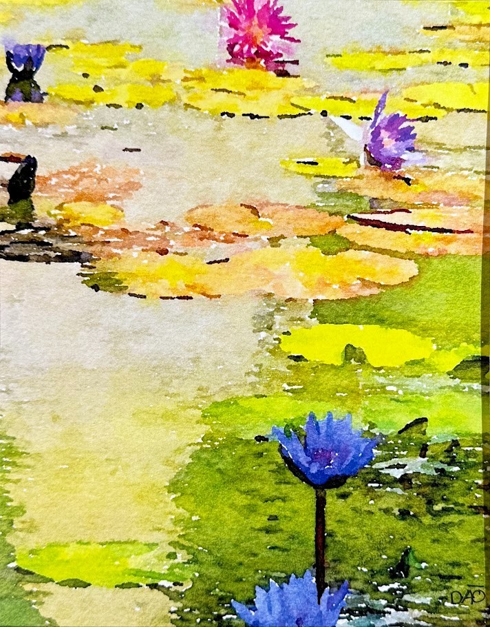 Water Lilies Digital Watercolor Original Photograph 8 X 10 Mat 11 X 14 Signed