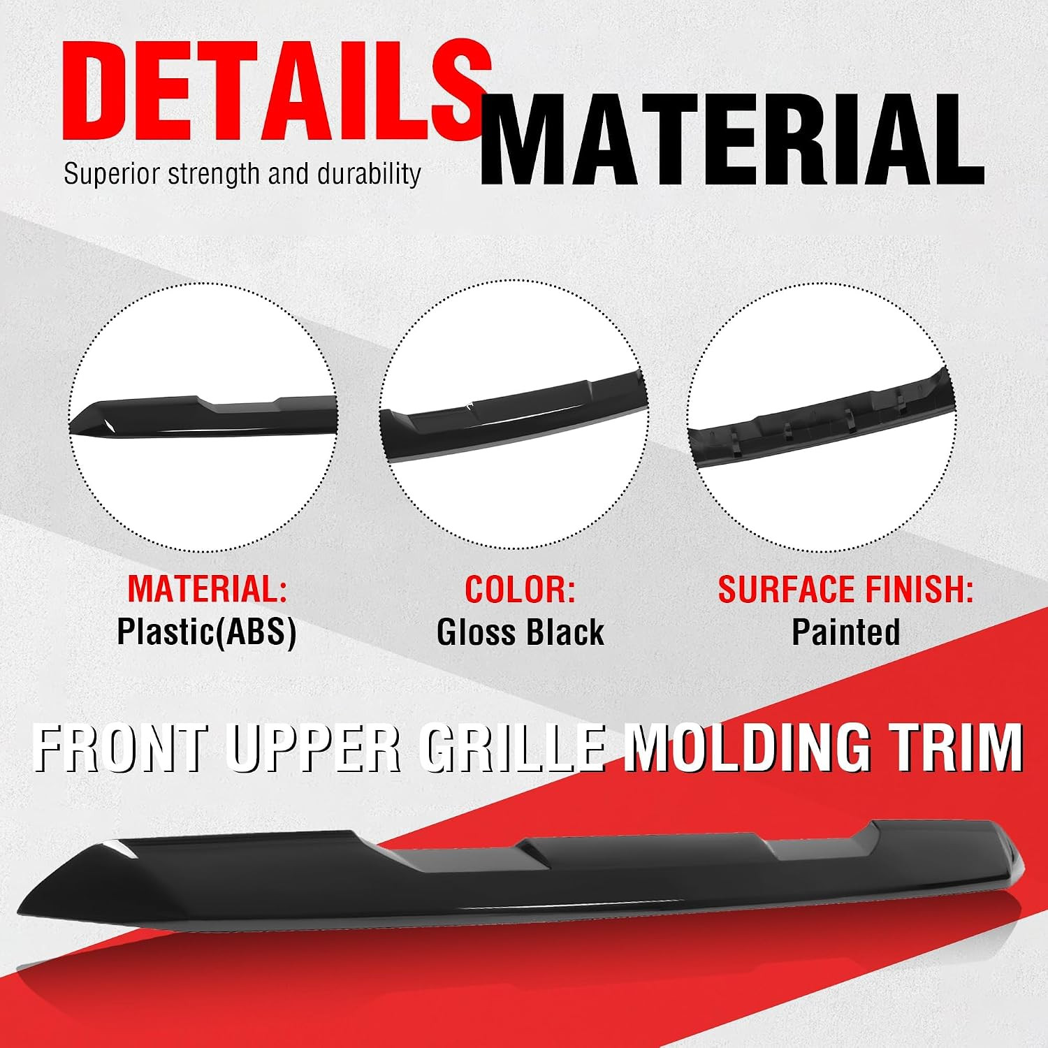Front Upper Hood Molding Trim Compatible with 2022-2025 GMC Sierra 1500 Bumper H