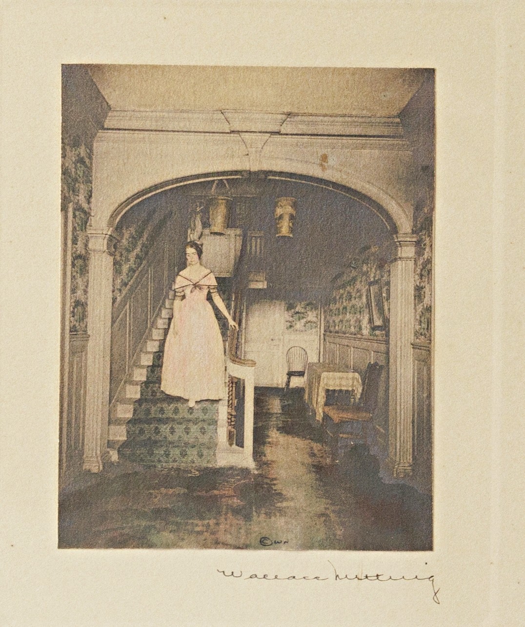 Antique Wallace Nutting Print Hand Colored Photo Jaffrey House New Hampshire