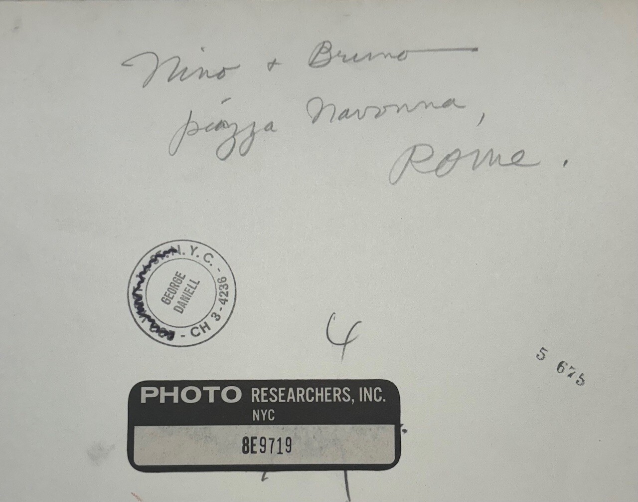 Original GEORGE DANIELL ‘Nino & Bruno, Piazza Navonna ROME Italy” Photograph