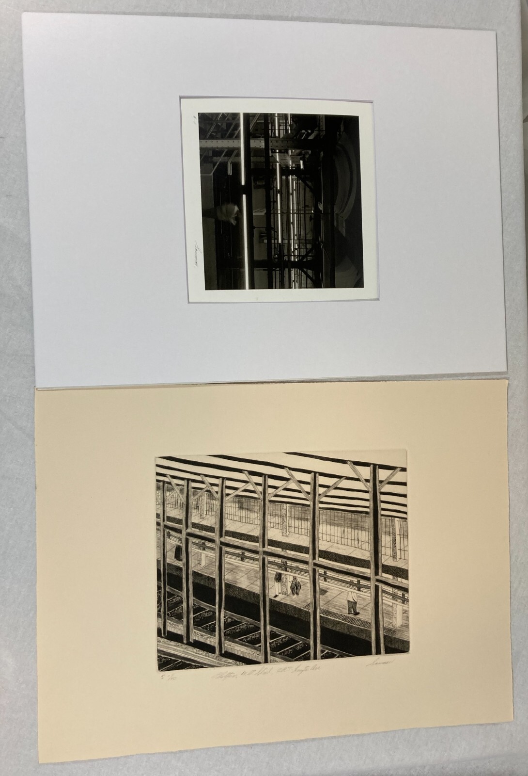LEONARD SUSSMAN Signed NEW YORK CITY SUBWAY 1977 GELATIN SILVER PRINT & ETCHING