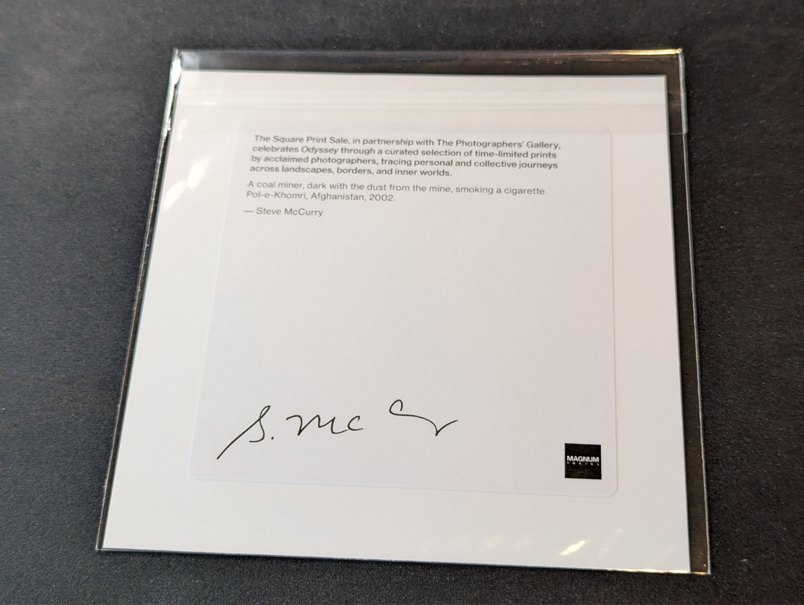 Steve McCurry – Signed – Coal Miner, Afghanistan – Magnum 6″x6″