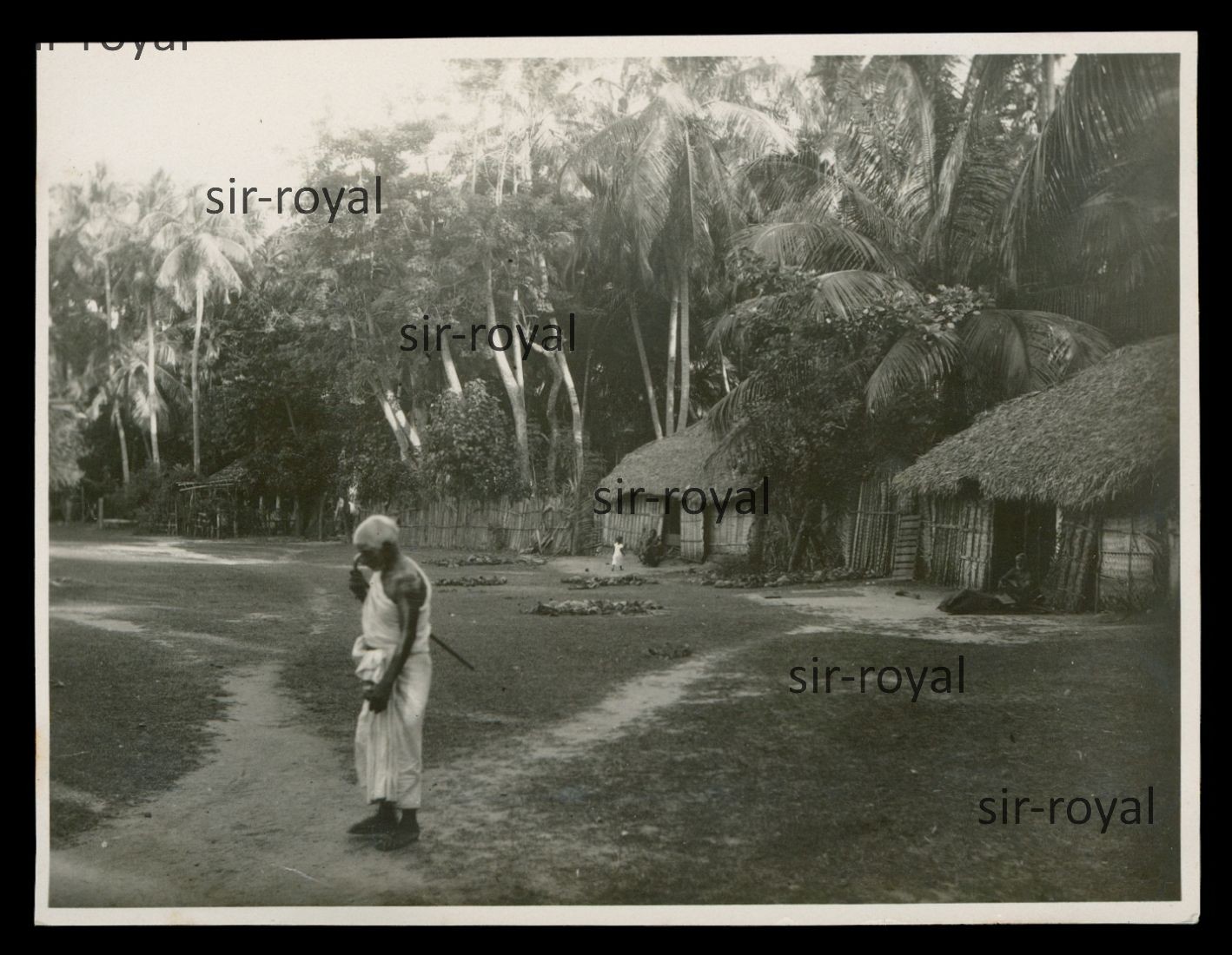 Ceylon 1930 – Native Village – Sri Lanka 1930s – Photo 12x9cm