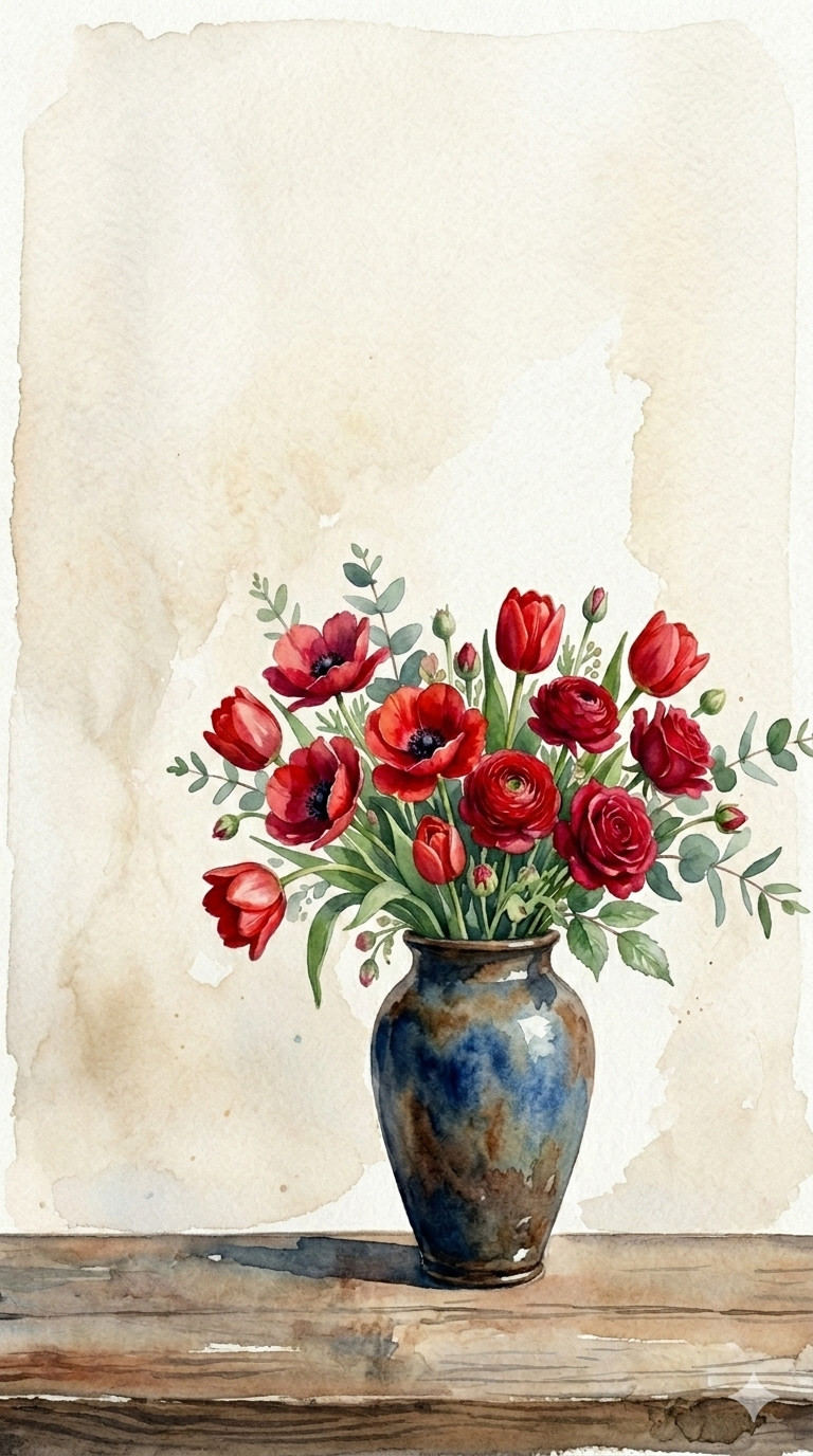 Digital Image Picture Watercolor Vase Wallpaper Background Desktop AI Art