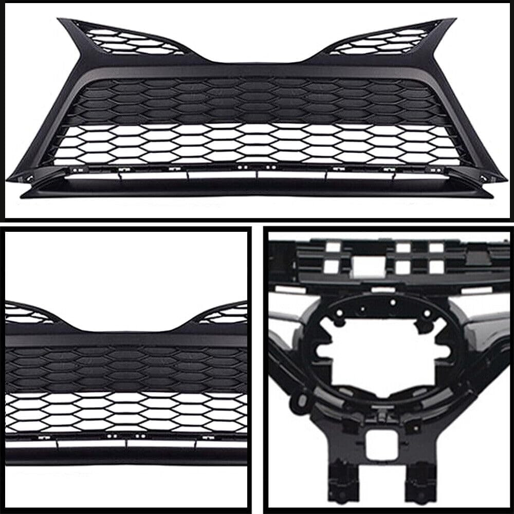 Front Grille Black Trim Fog Light Bezel Set 9Pcs Fit for 2021 2022 2023 Toyota C