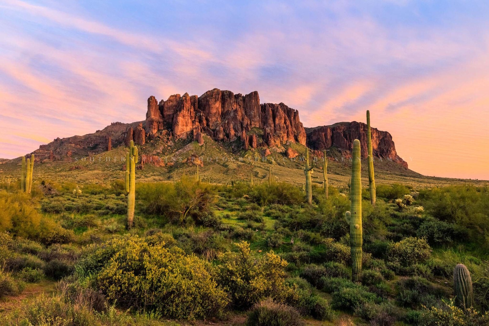 Sonoran Desert Photography Print – Superstition Mountains at Sunset in Arizona