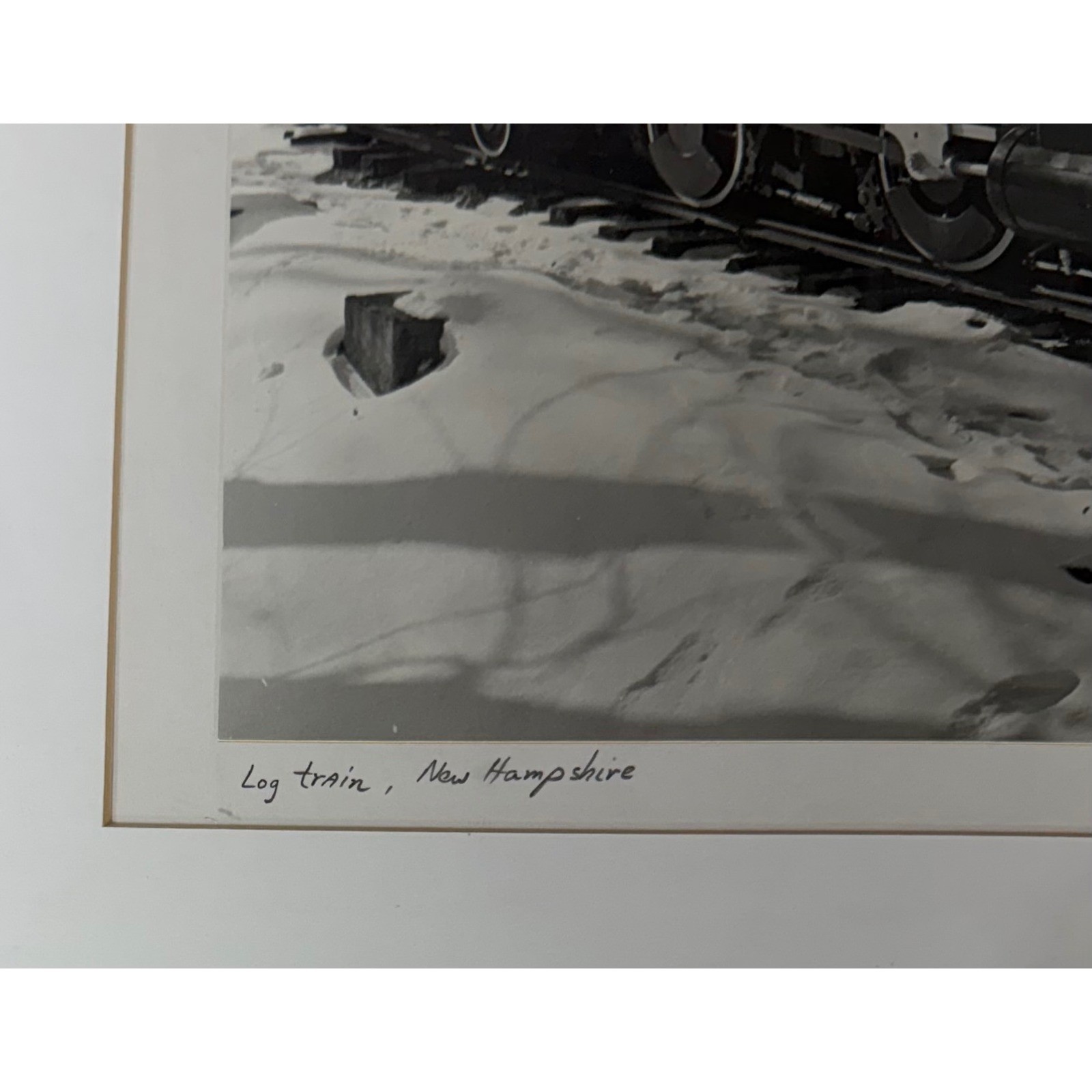 Anthony Cabot Log Train New Hampshire 1988 Signed Photo 20×16 Silver Frame B&W