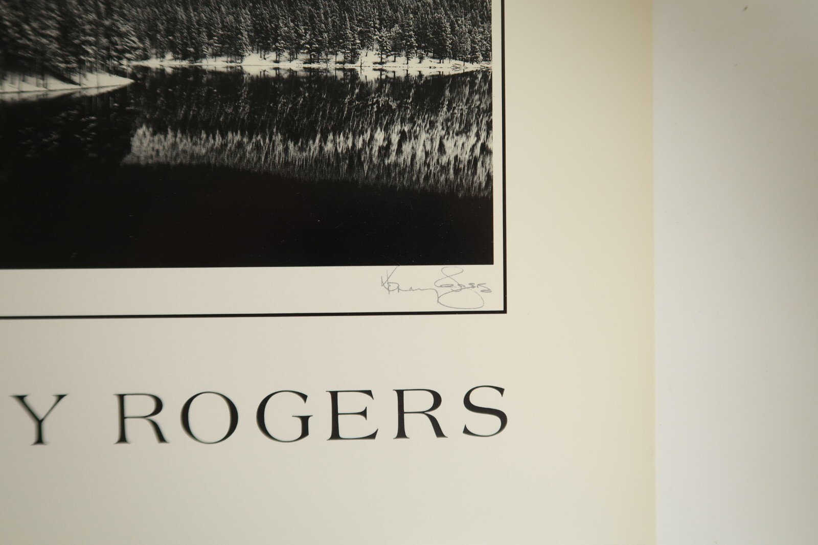 Kenny Rogers 8″ x 10″ Landscape Photo Black & White 1987 Litho Forest & Lake
