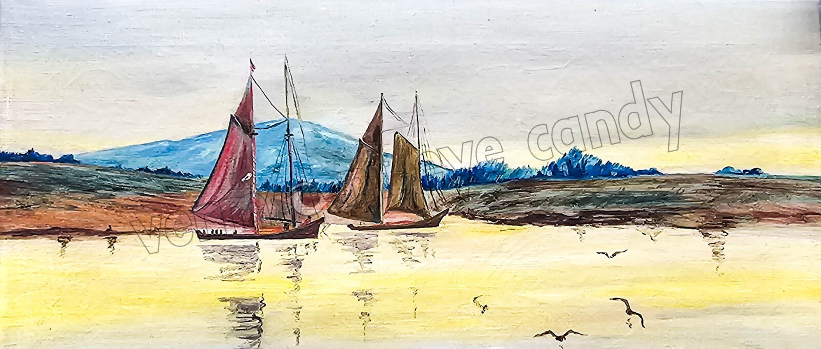 Nautical Sailboat on Lake Art DIGITAL DOWNLOAD Print at Home Lakes Mountains