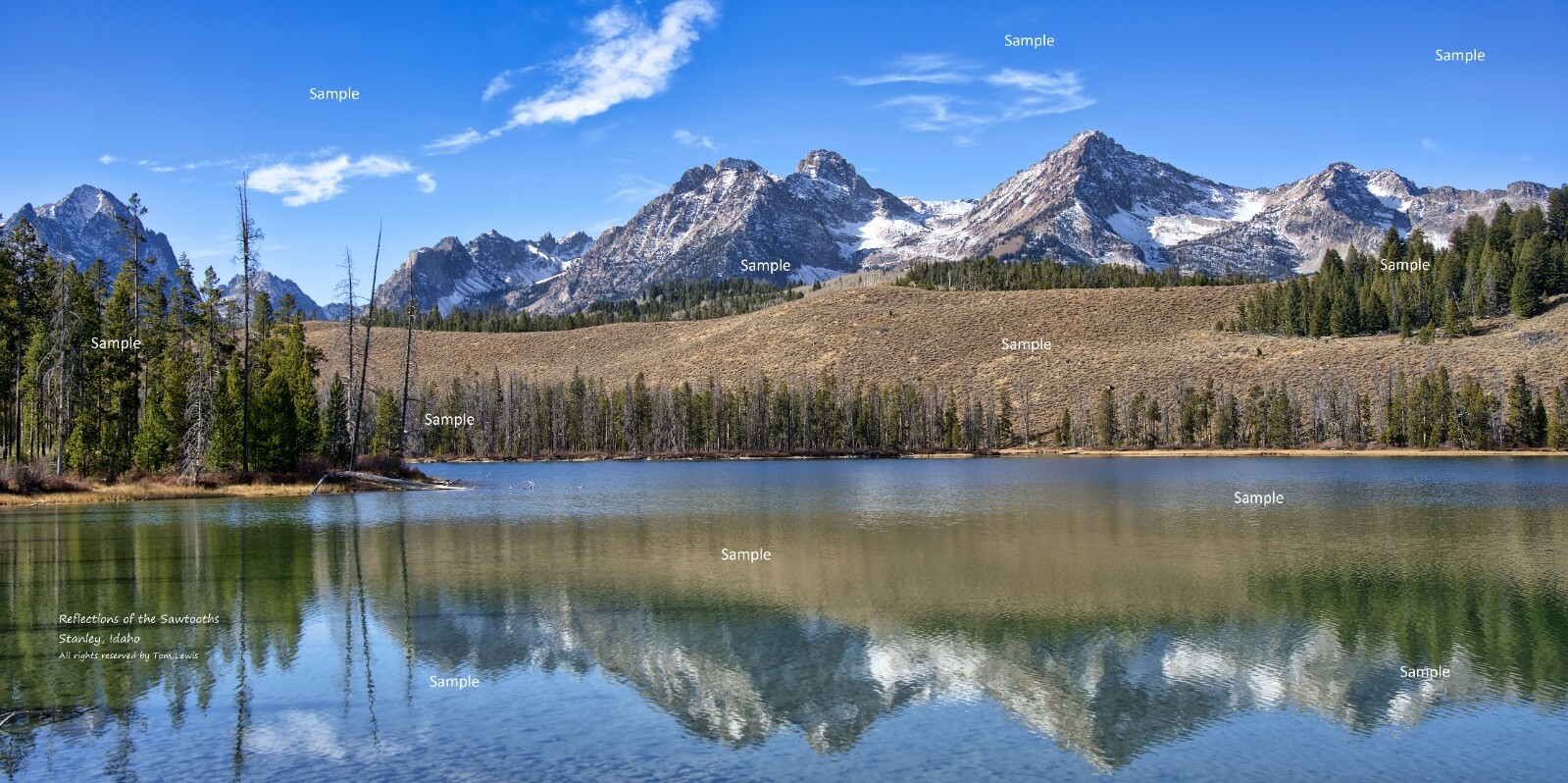 Reflections of the Sawtooth Mountains Idaho Pond Photo Poster Print SM06