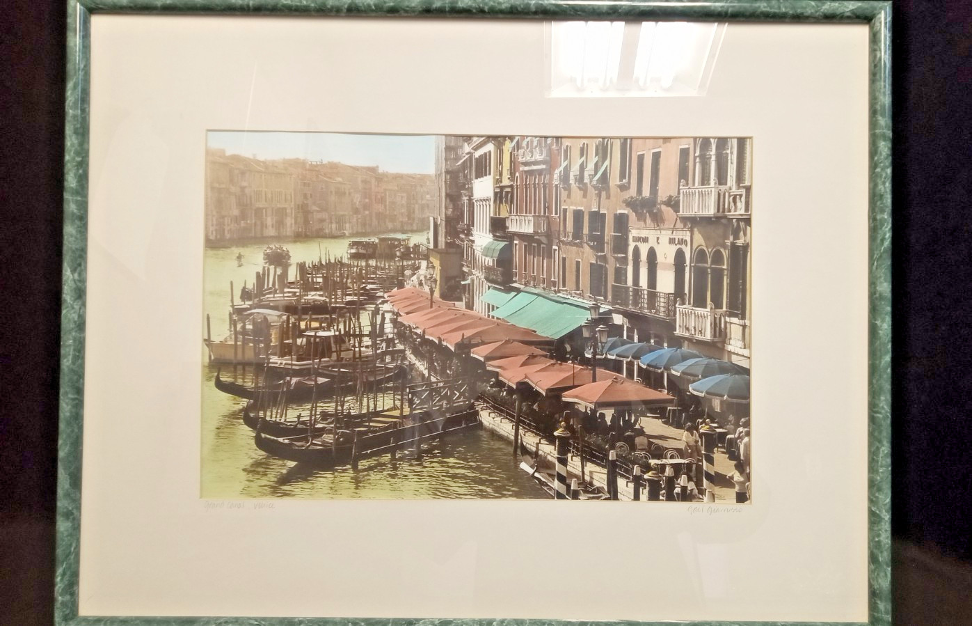 Gail Giarrusso Hand Colored Photograph Grand canal Venice Signed Framed Matted