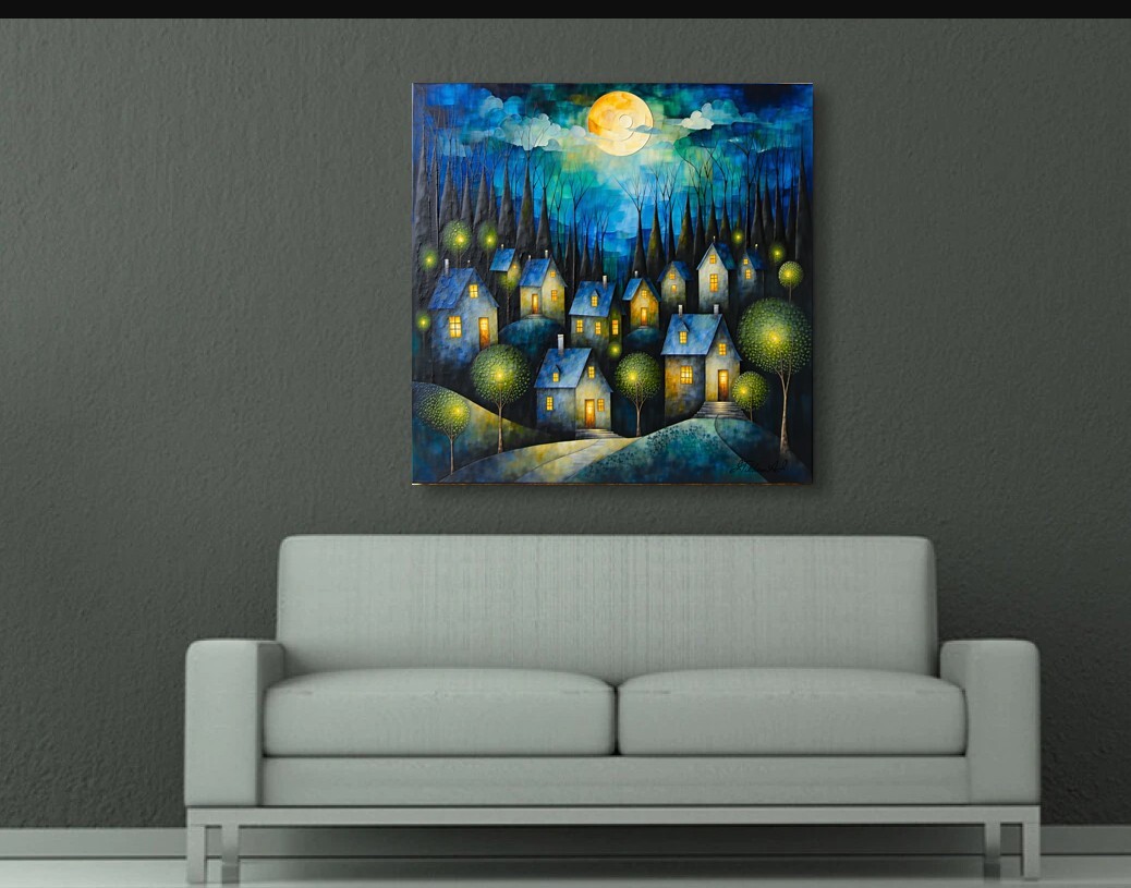 Digital Art Oil Picture Urban Landscape Primitivism Wallpaper Background Decor
