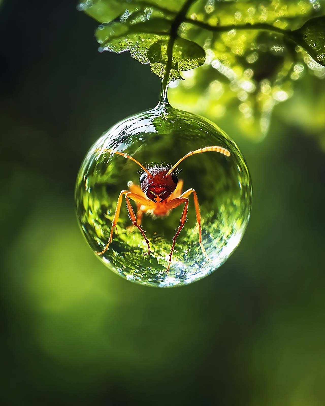 8×10 Fine Art Photo Print Leafcutter Ant Inside Raindrop Impossible Wildlife Pic