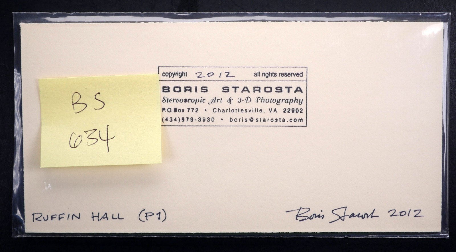 Boris Starosta 3D Stereoview – CREATIVE Ruffin Hall P1 Signed 2012