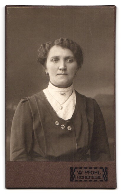 Photograph W. Pfohl, Hohenelbe, Bahnhofstr. 4, monogram of photographer in royal