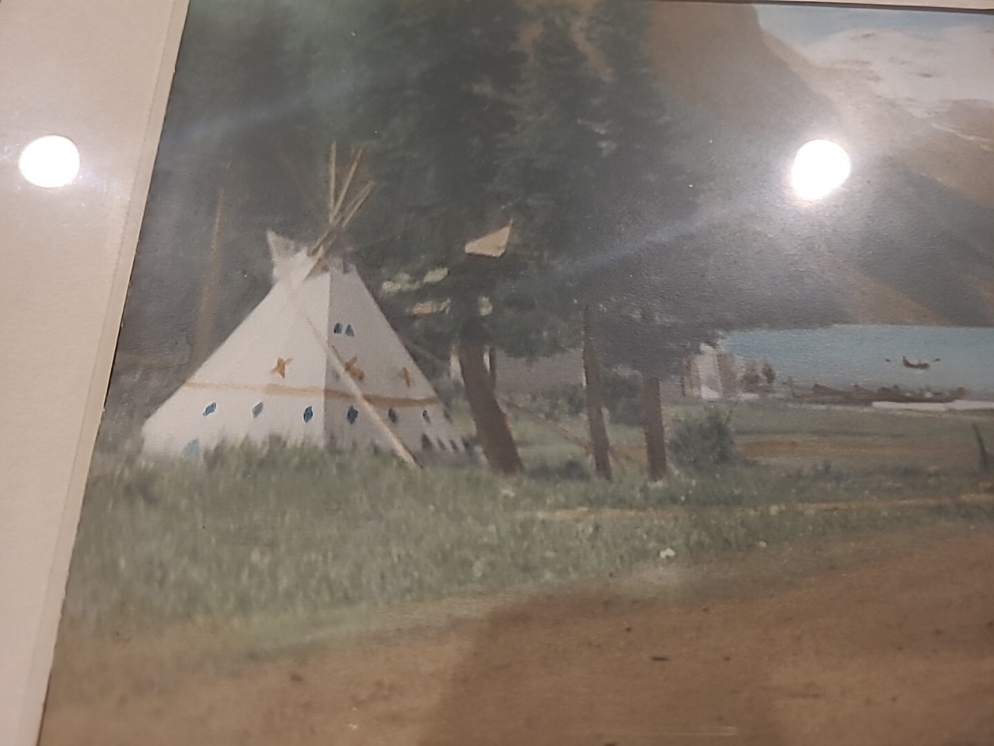 Antique Tinted Photo Framed CANADIAN TEEPEE Native American