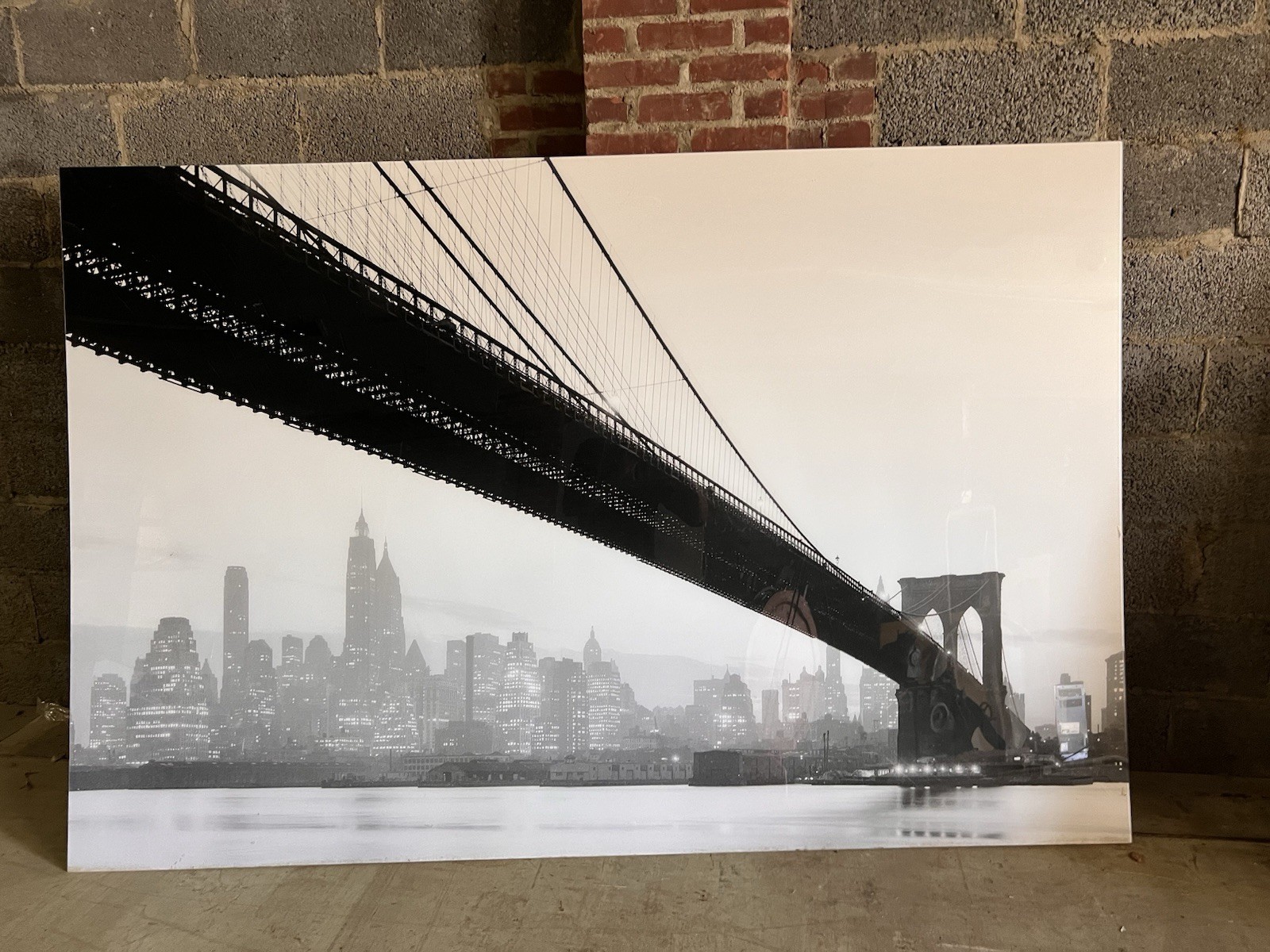Brooklyn Bridge Plexi-Mount Black And White Photograph 87 X 58 1/2 Inches
