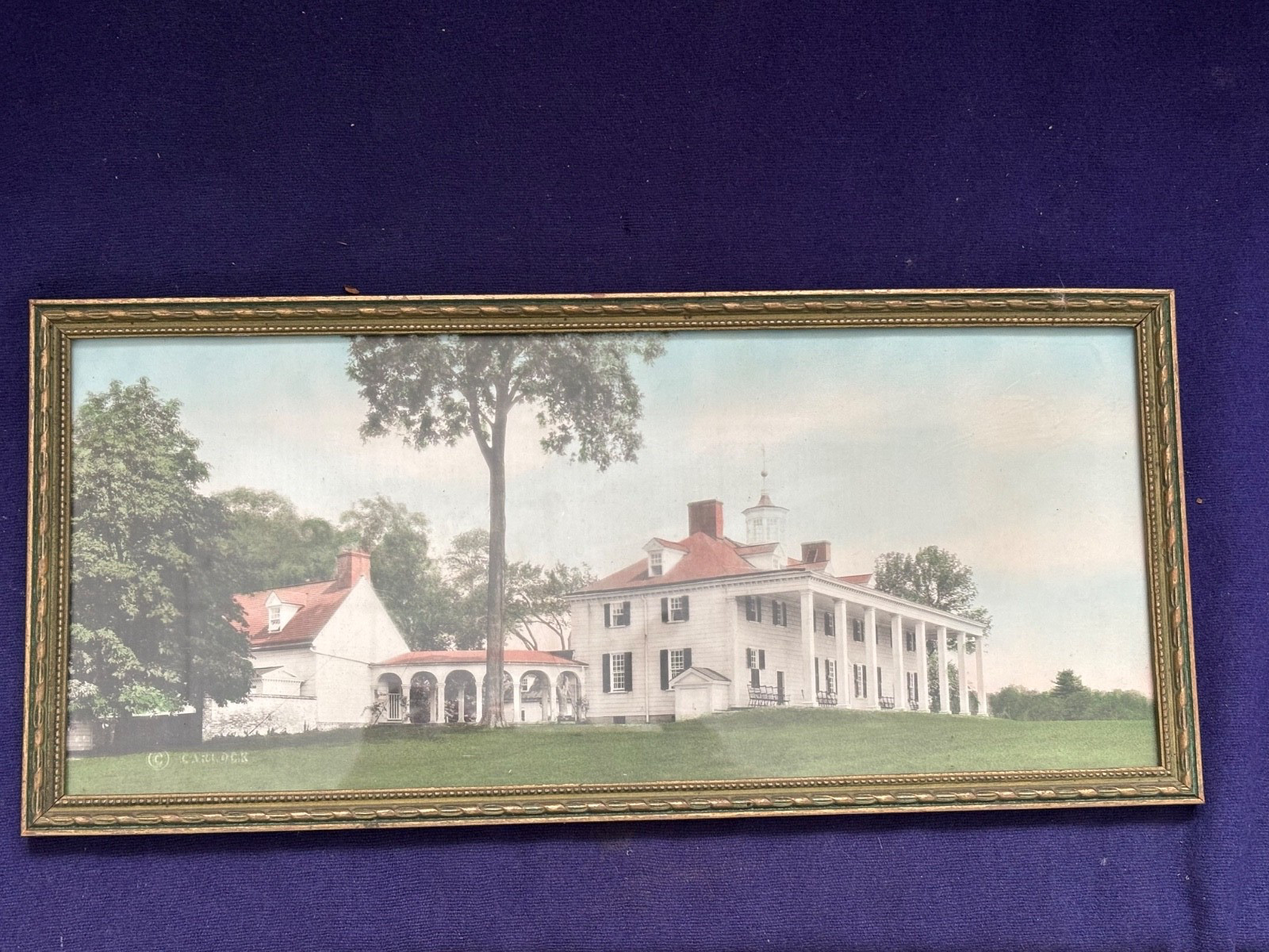 RARE HAND COLORED PHOTOGRAPH MT VERNON ROYAL CARLOCK GEORGE WASHINGTON FRAMED
