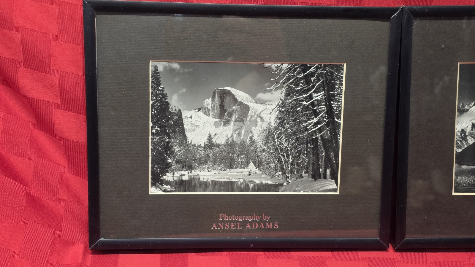 Set of 2 Ansel Adams Framed Matted Prints Yosemite Half Dome Sierra Nevada B&W