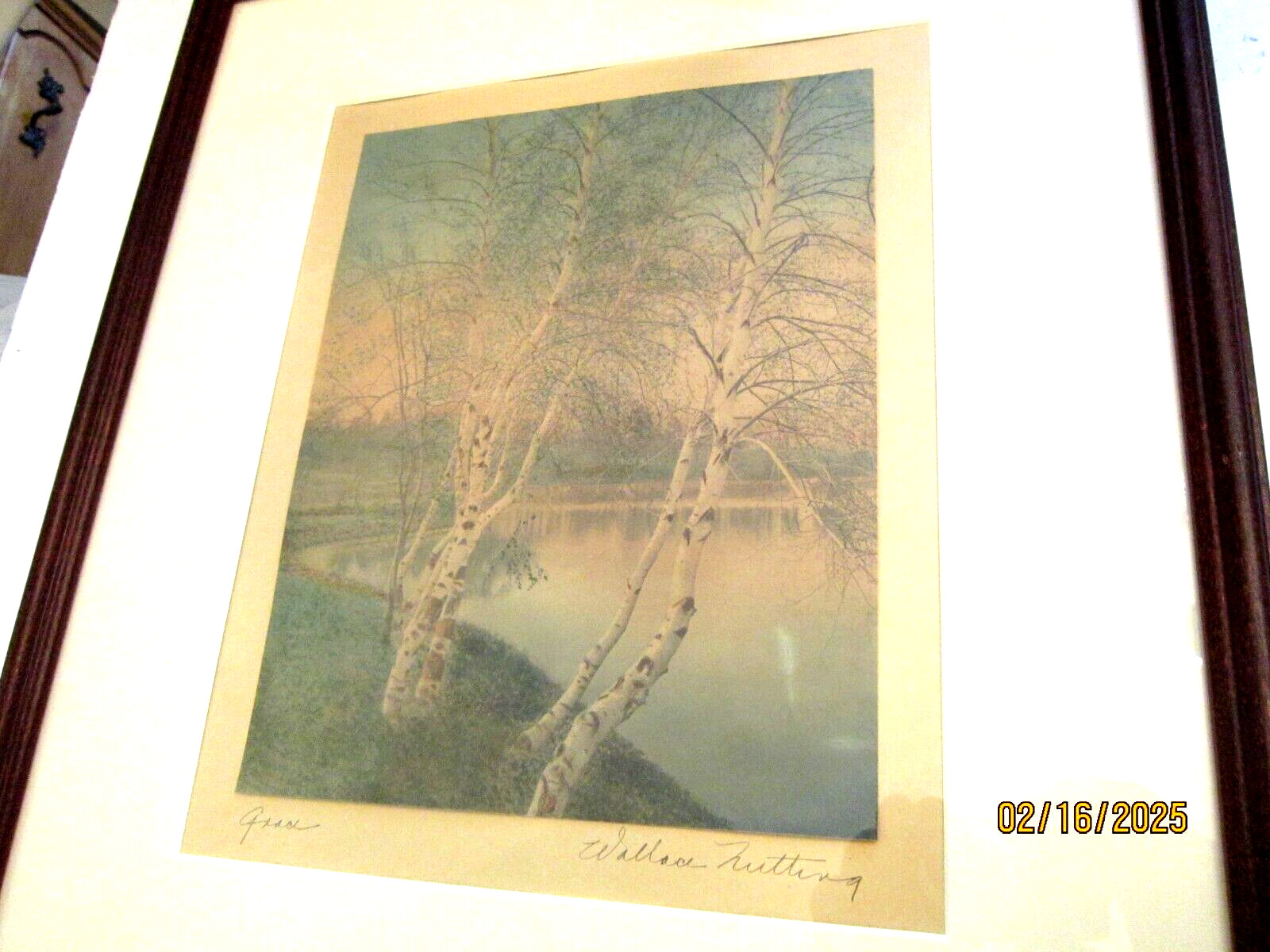 Antique Wallace Nutting Tinted Photo Print “GRACE” w/Ink Signature and Title