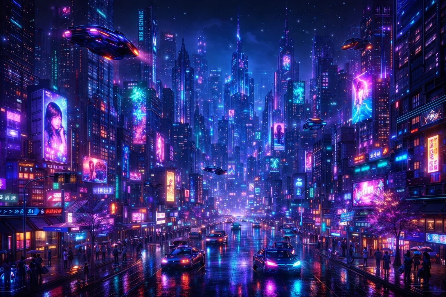 Digital wallpaper Cyberpunk Neon City 4K Wallpaper – Futuristic Night Cityscape