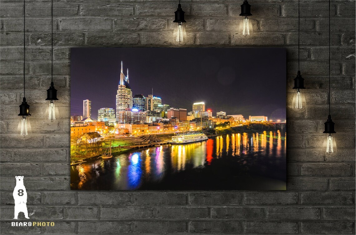 Downtown Nashville Skyline Photography Prints – Music City at Night – Tennessee