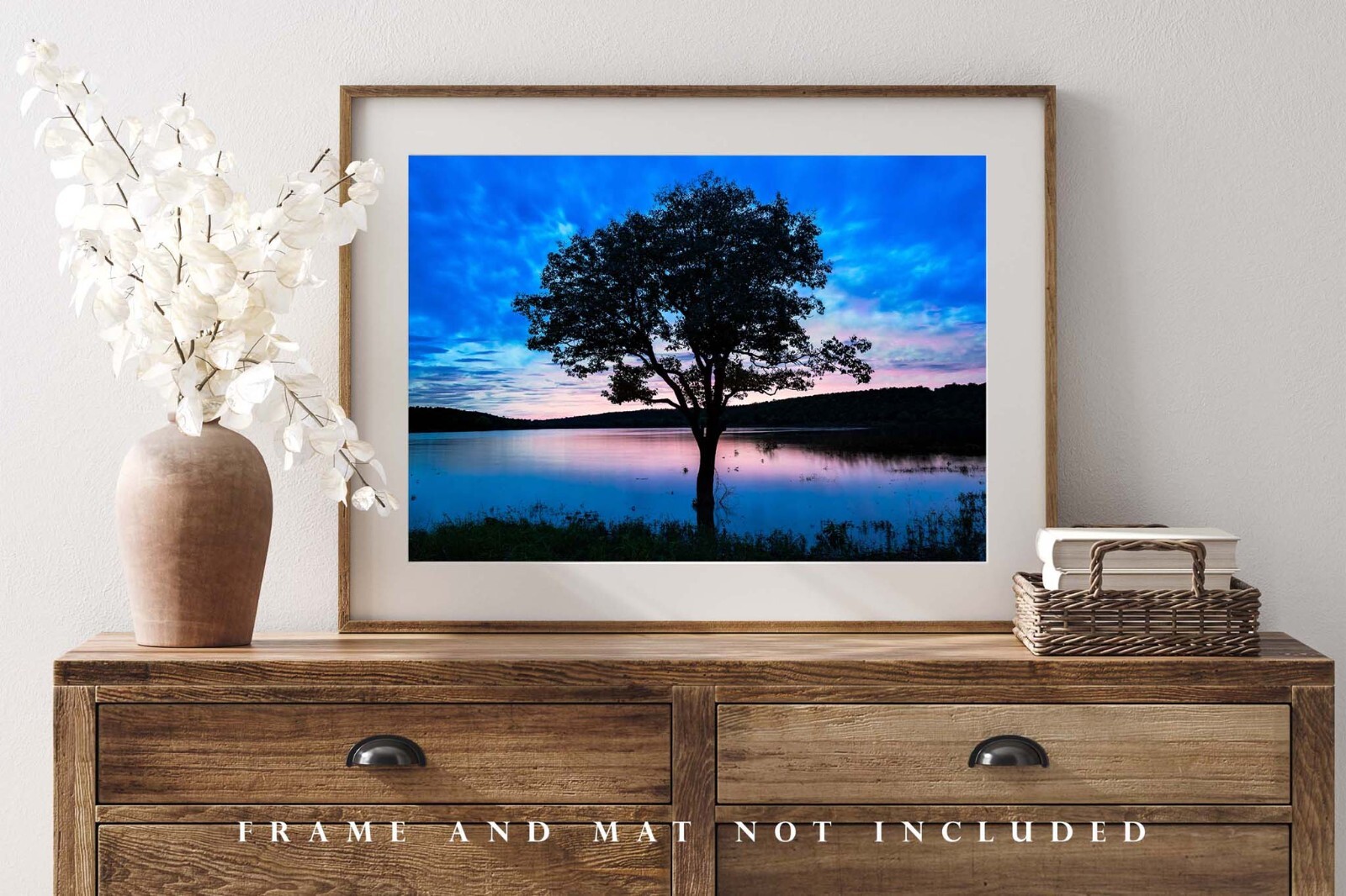 Nature Photography Print – Picture of Tree in Lake on Autumn Evening in Oklahoma