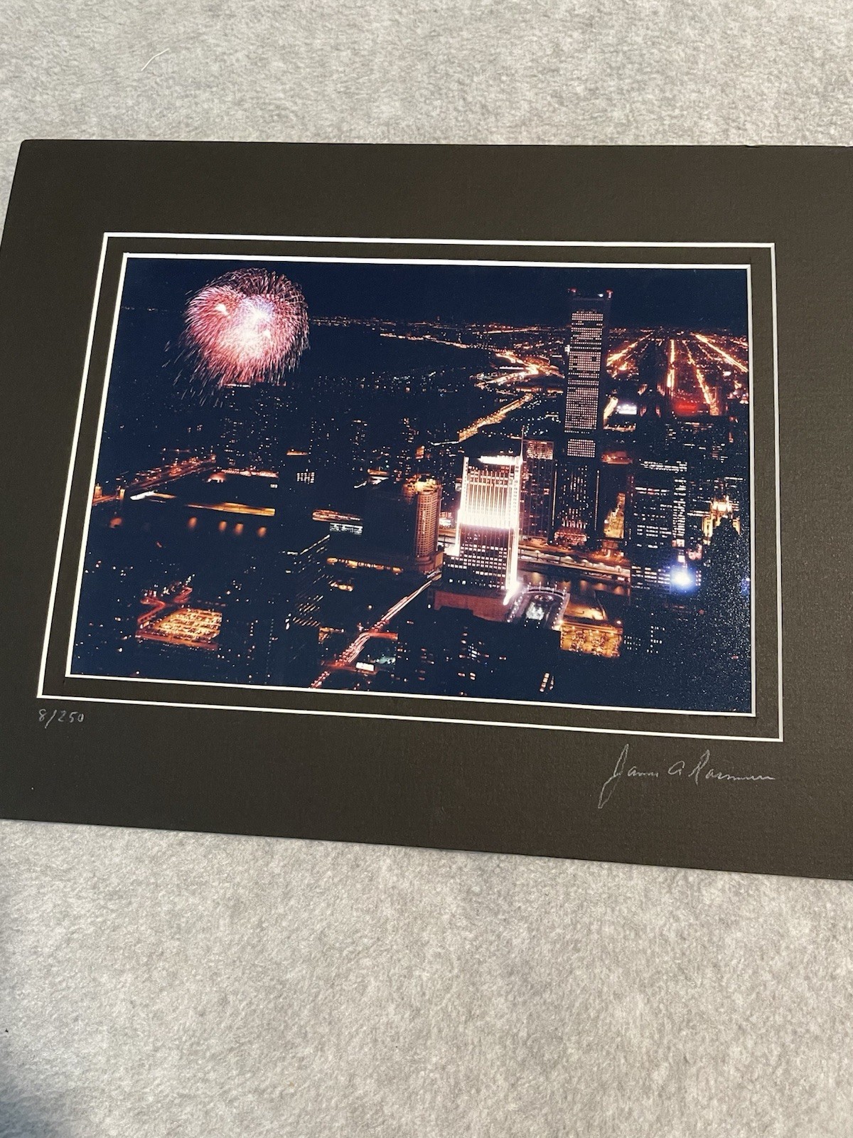 Signed Numbered Photograph, Downtown Fireworks, Chicago IL, By James Rasmussen