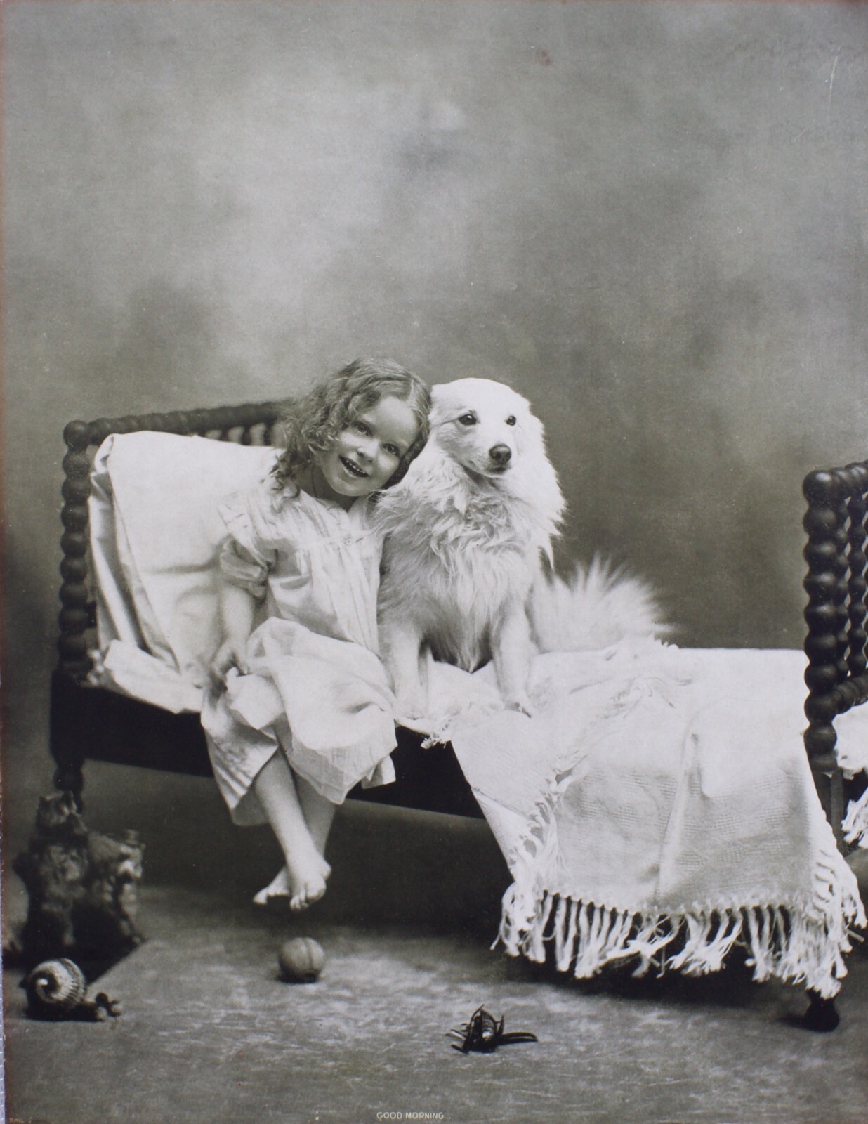 G.R. Hill Antique Photograph Good Morning Child and Dog