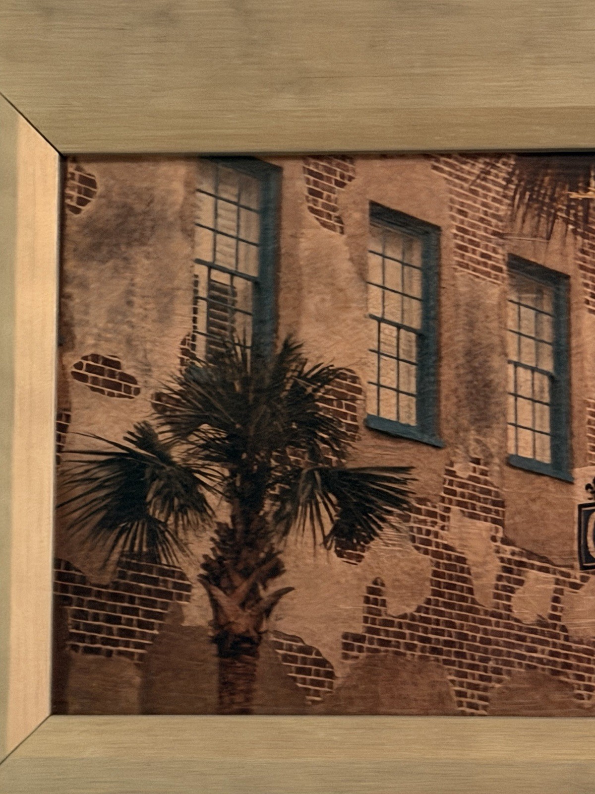 Charleston SC French Quarter Queen & Church St Sepia Photo Custom Framed Art EUC