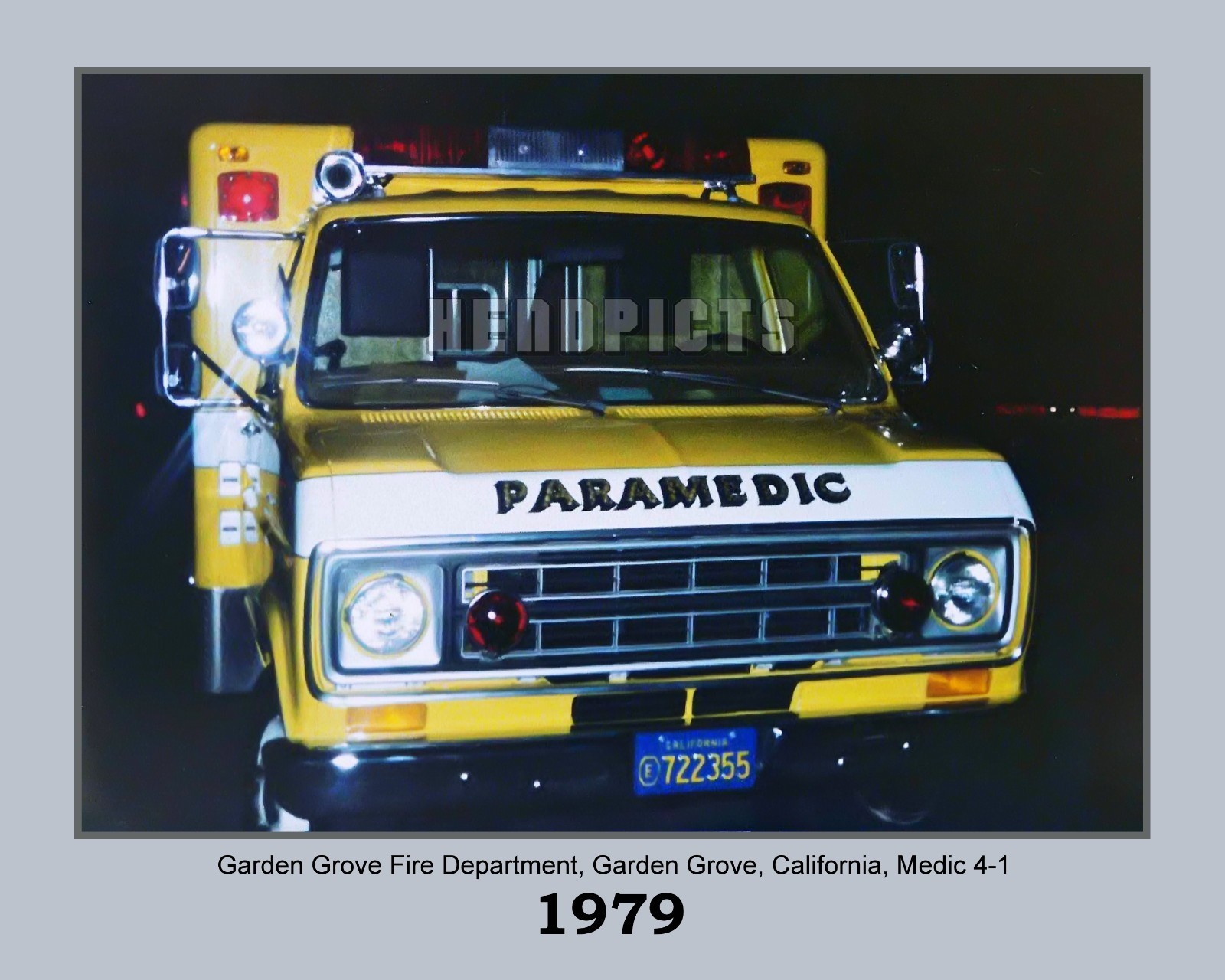 1979 Garden Grove Fire Paramedic Unit 8×10 Unframed Vintage Photo VFRPBT_0009