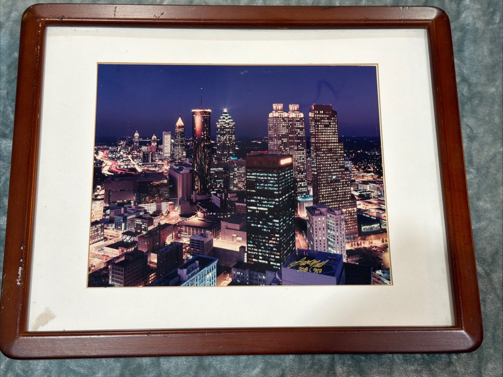 Scott O’Niell Signed Atlanta Night Corporate Skyline Cityscape Photo 8×10 80s 90