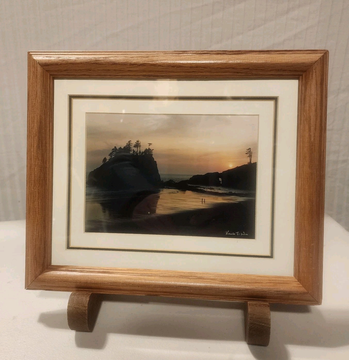 Signed King Wu LaPush, WA Second Beach Sunset Print 5×7 In 9×11 Frame