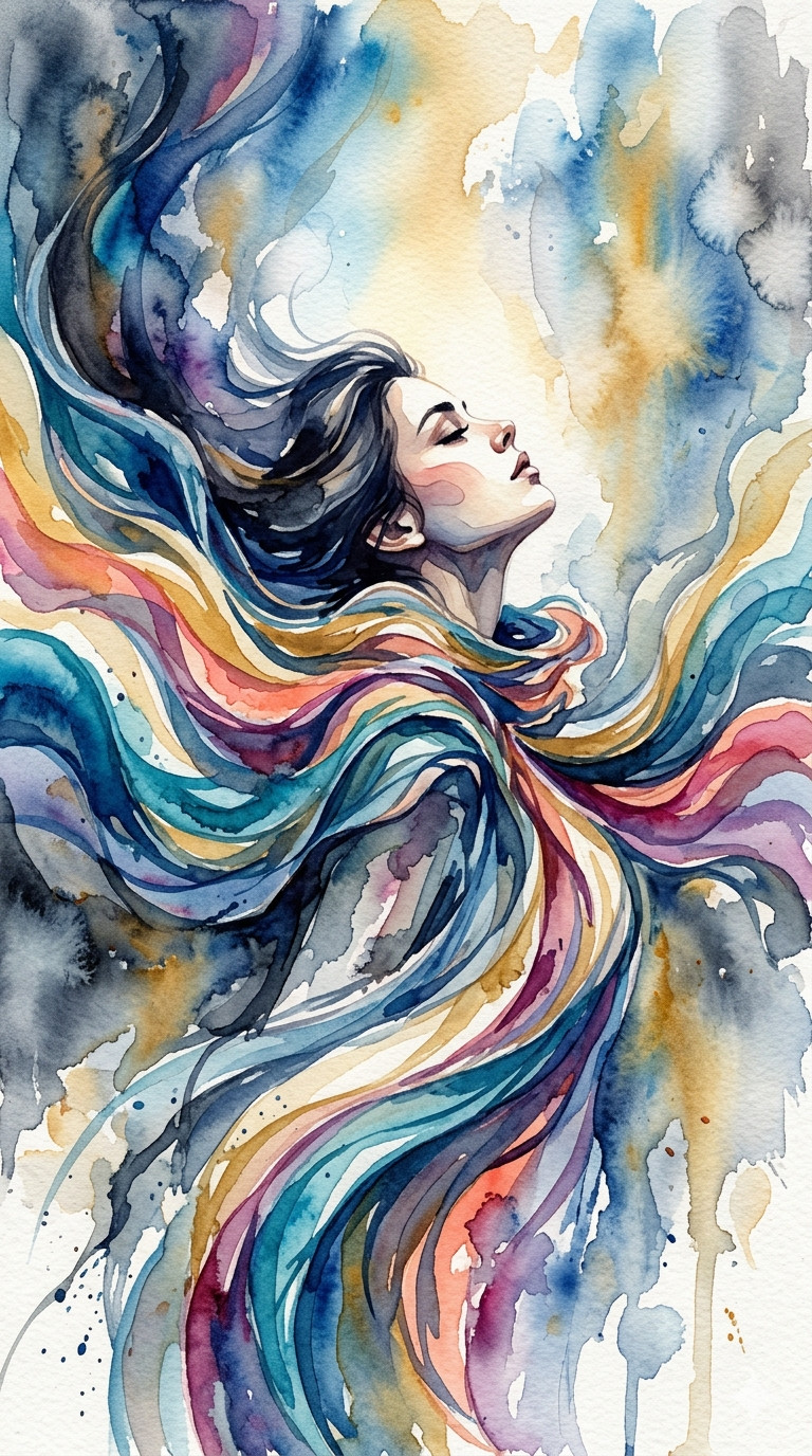 Digital Image Picture Watercolor Woman Wallpaper Background Desktop AI Art