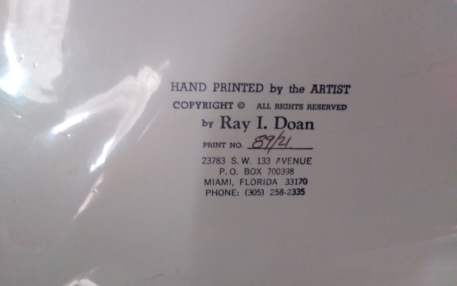 Artist Ray I. Doan Hand Printed Print Of a Light House Seascape # 89/21 Matted
