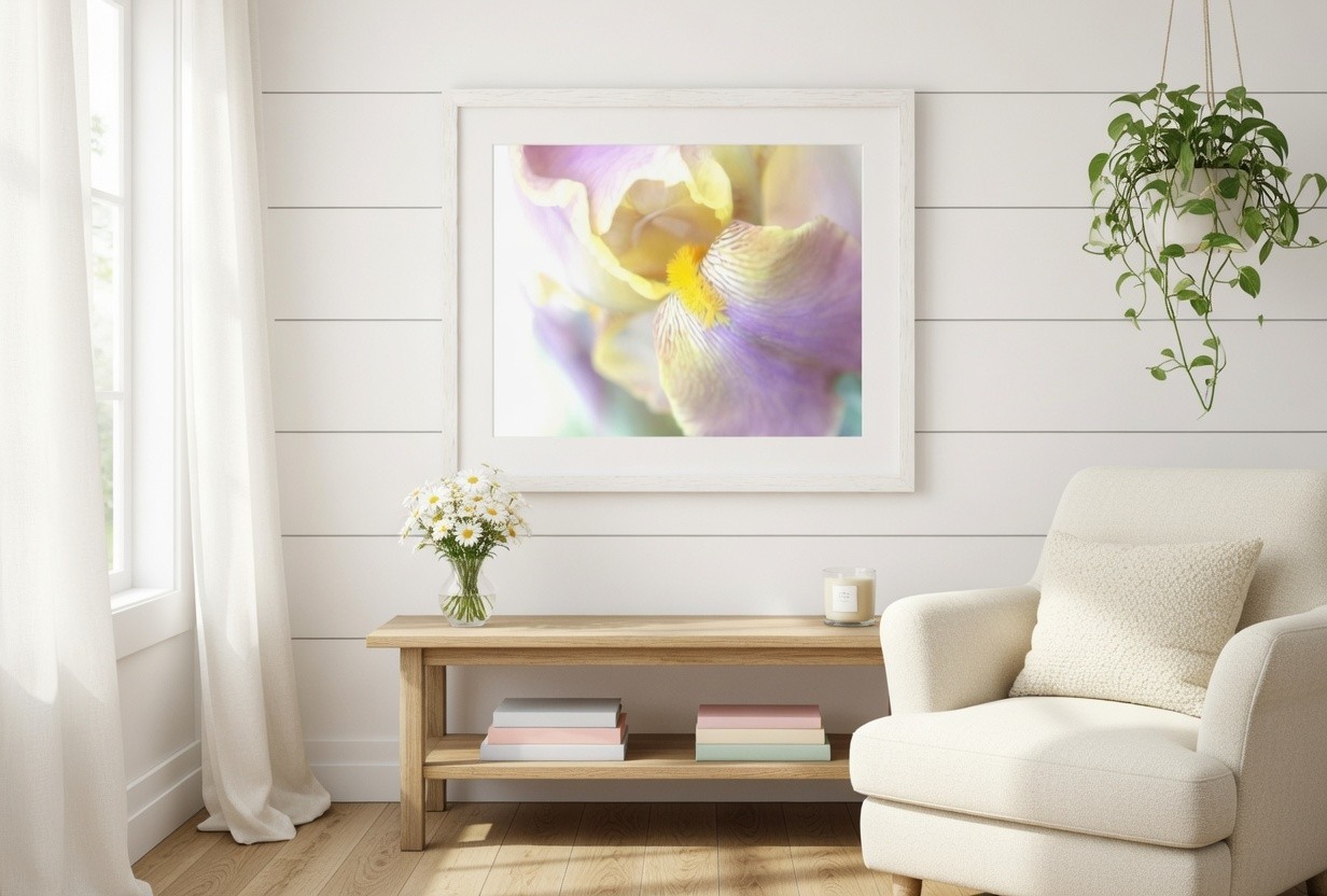 Purple Lavender Iris Petal Flower Macro – Wall Art, Home Decor Photography