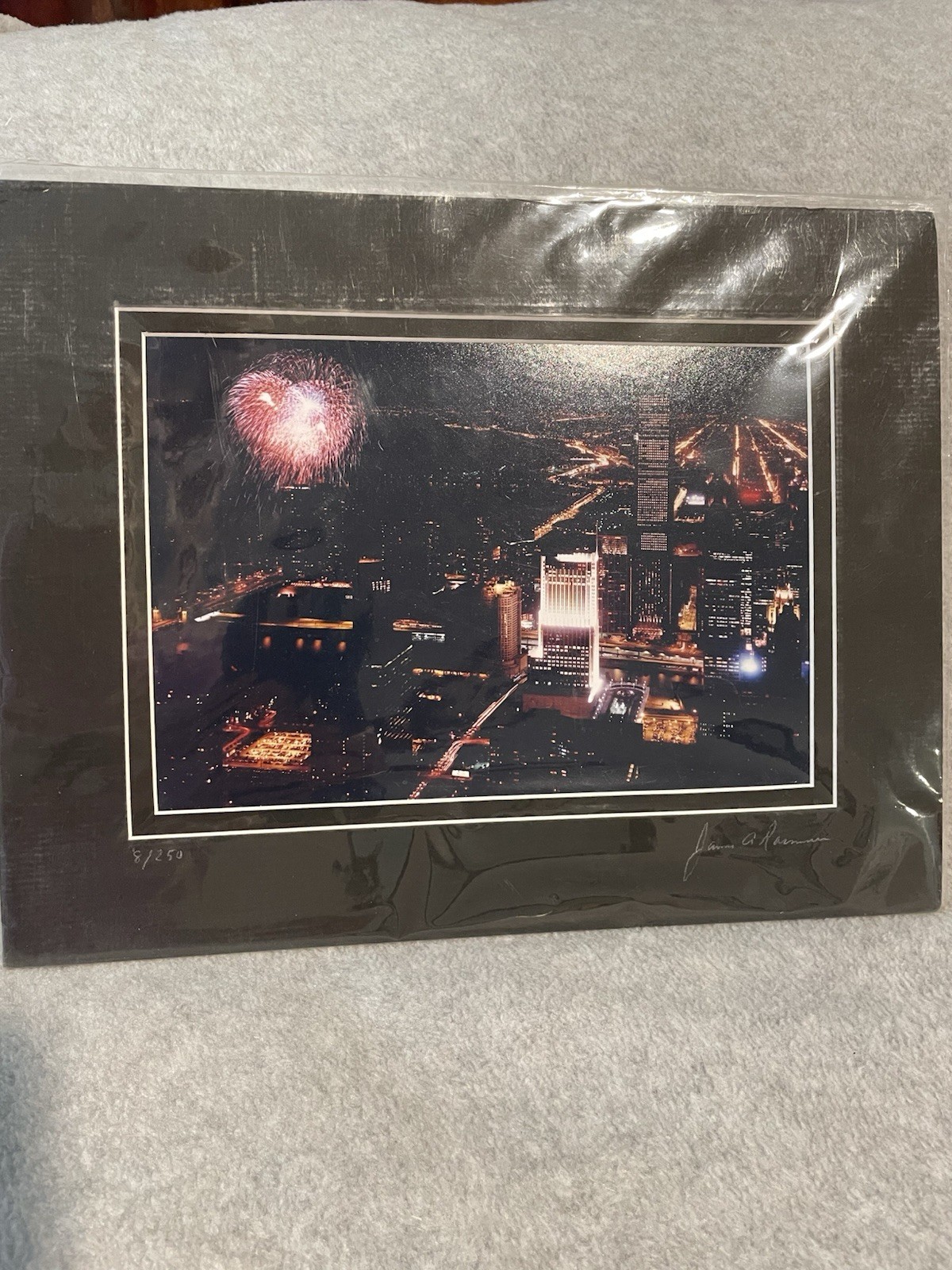 Signed Numbered Photograph, Downtown Fireworks, Chicago IL, By James Rasmussen