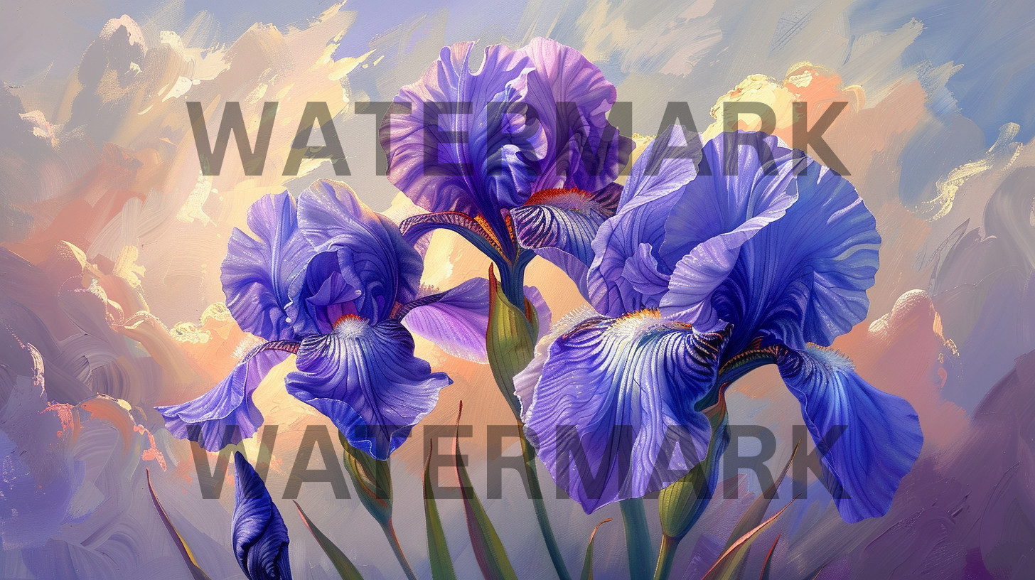 Digital Photo Image Painting Beautiful Irises Picture Art Wallpaper Desktop