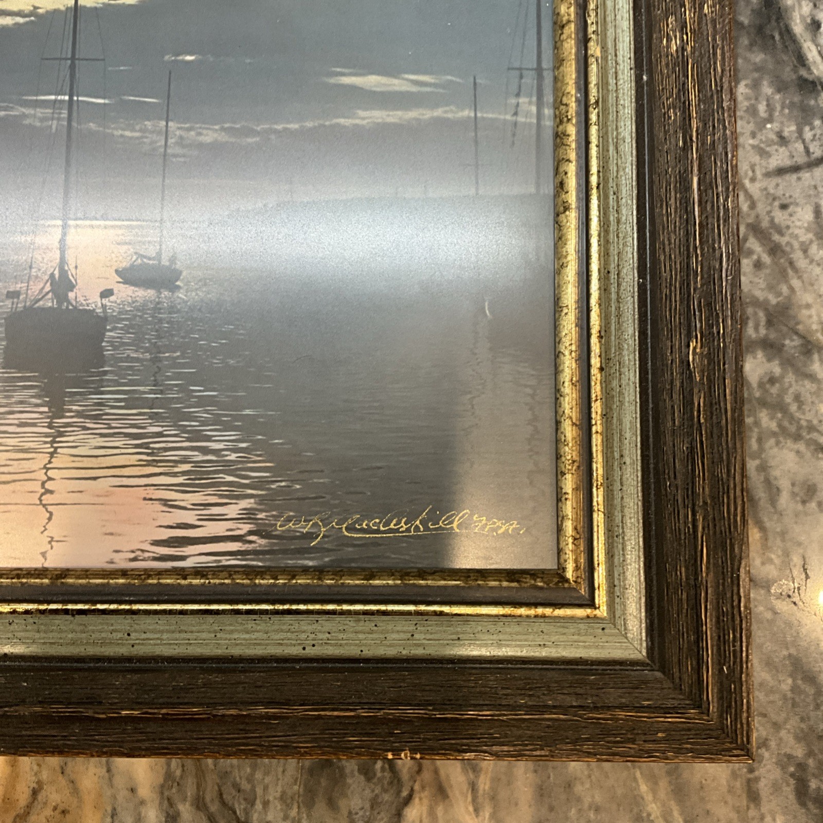 WR MACASKILL NOVA SCOTIA CANADA Pictou Harbour 1935 Print Signed