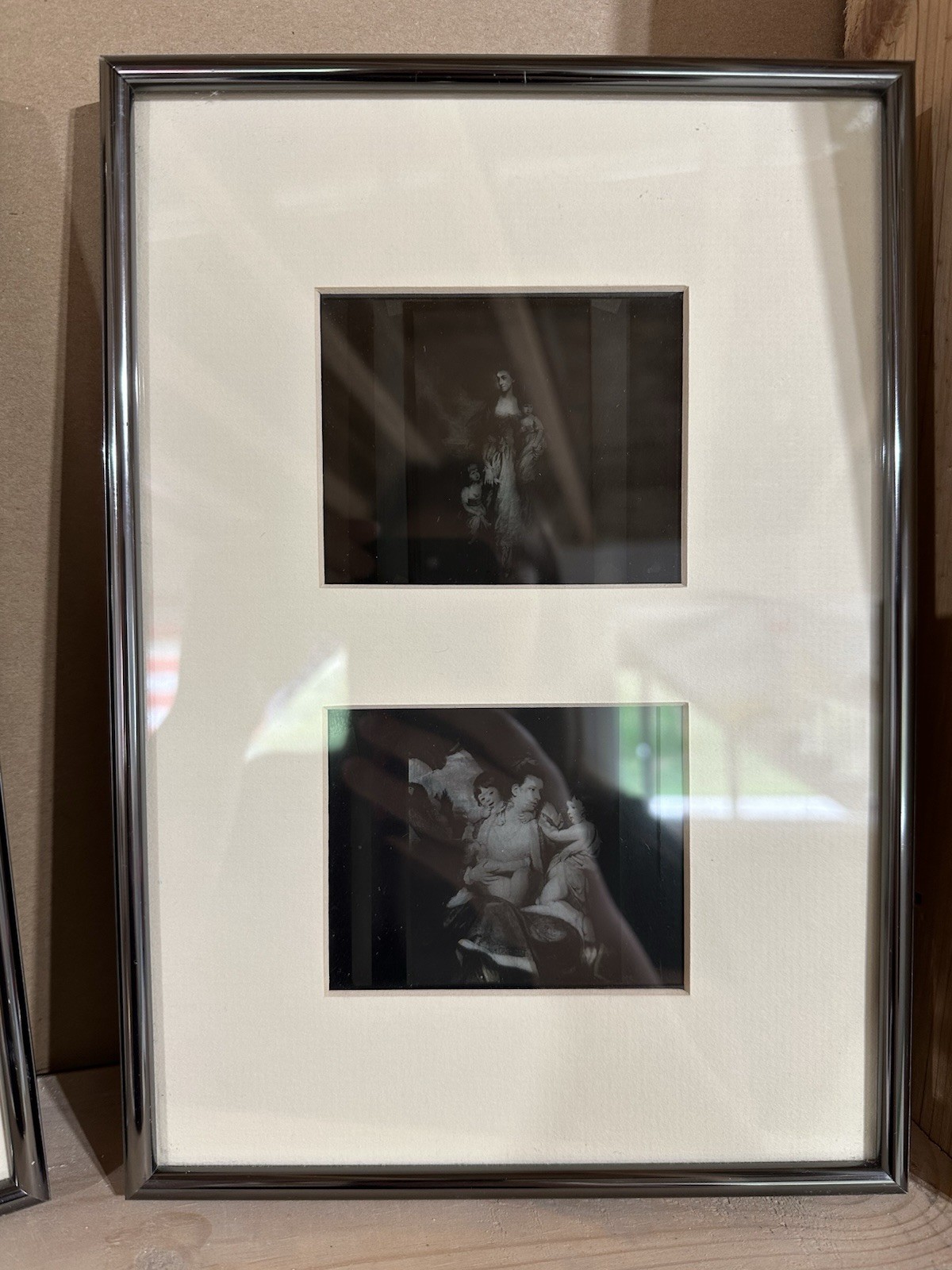 Lot of 2 Custom Framed Matted Magic Lantern Glass Slides 7.5″X 11″ Mother Child