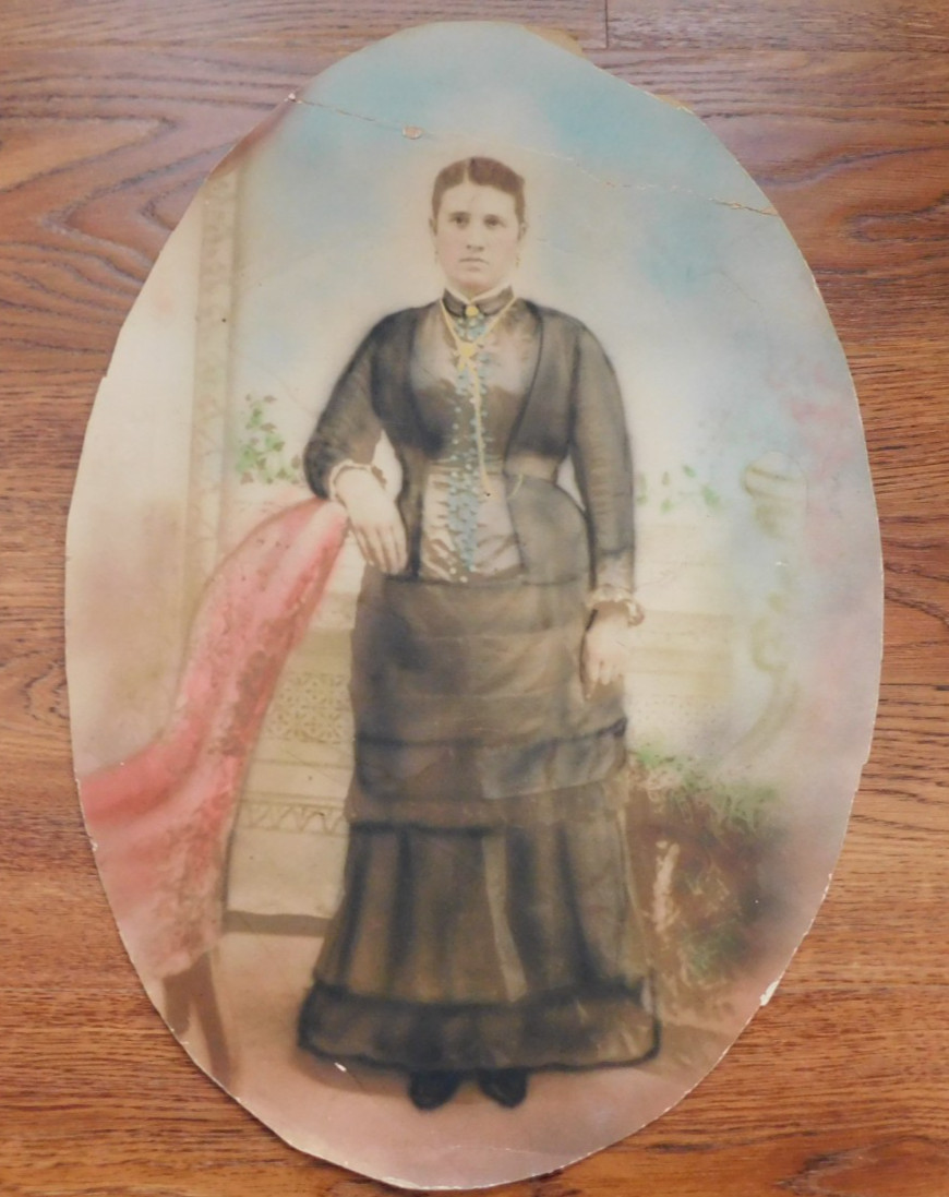 Vintage Large Color-Enhanced Picture of Woman Oblong 13″x19″