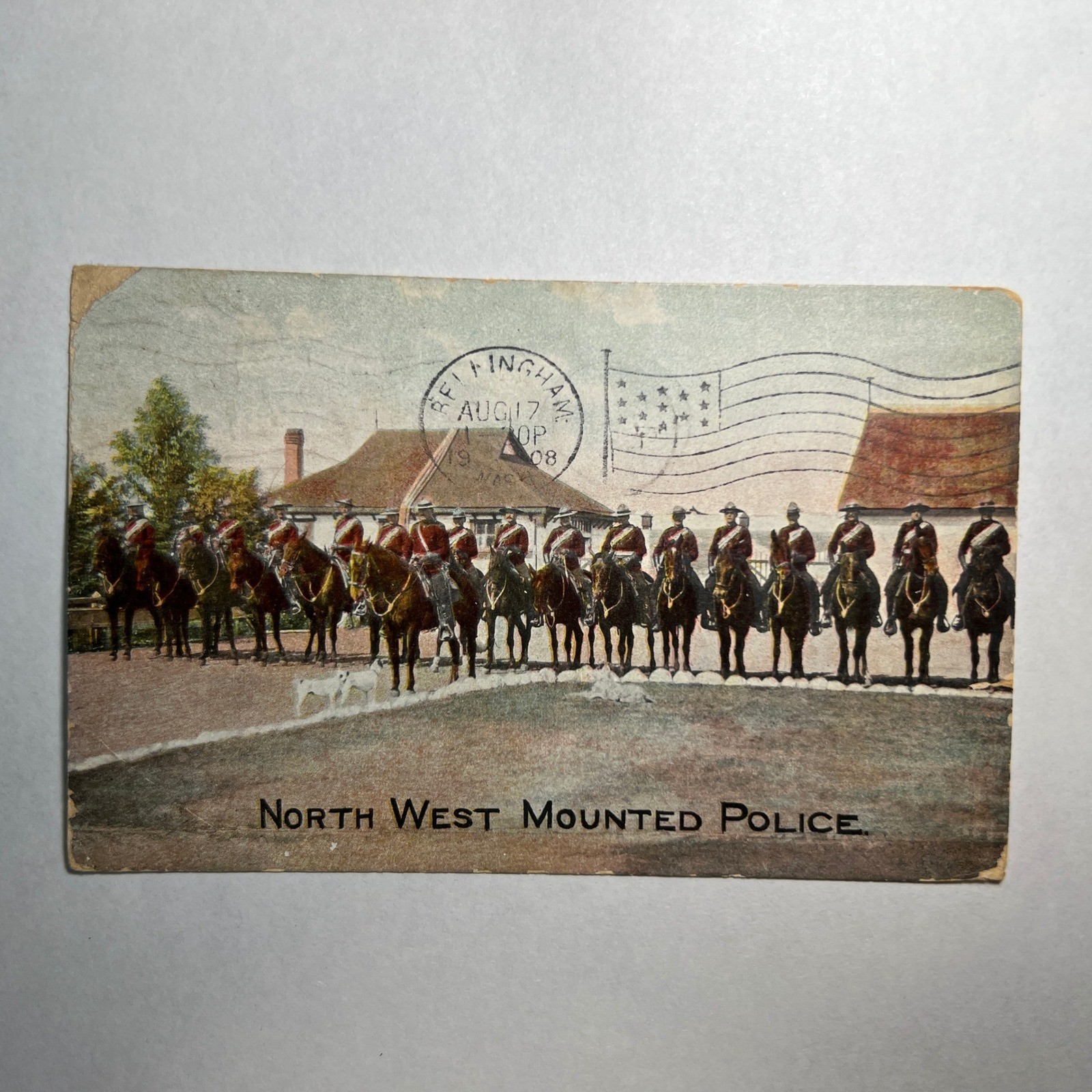 VTG 1908 Antique Postcard North West Mounted Police NWMP Canada Flag 1900s Mail