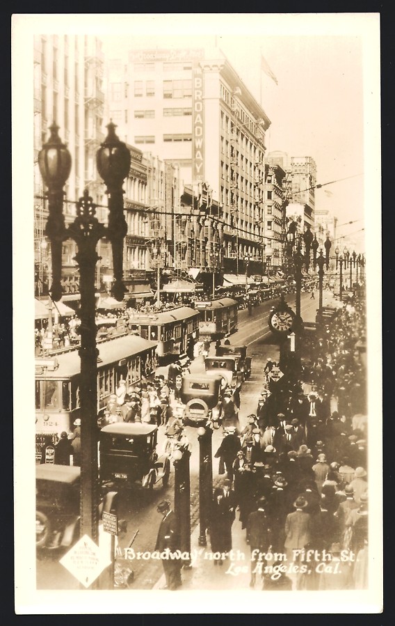 Photograph Los Angeles / CA, Broadway with tram & crowds in sale