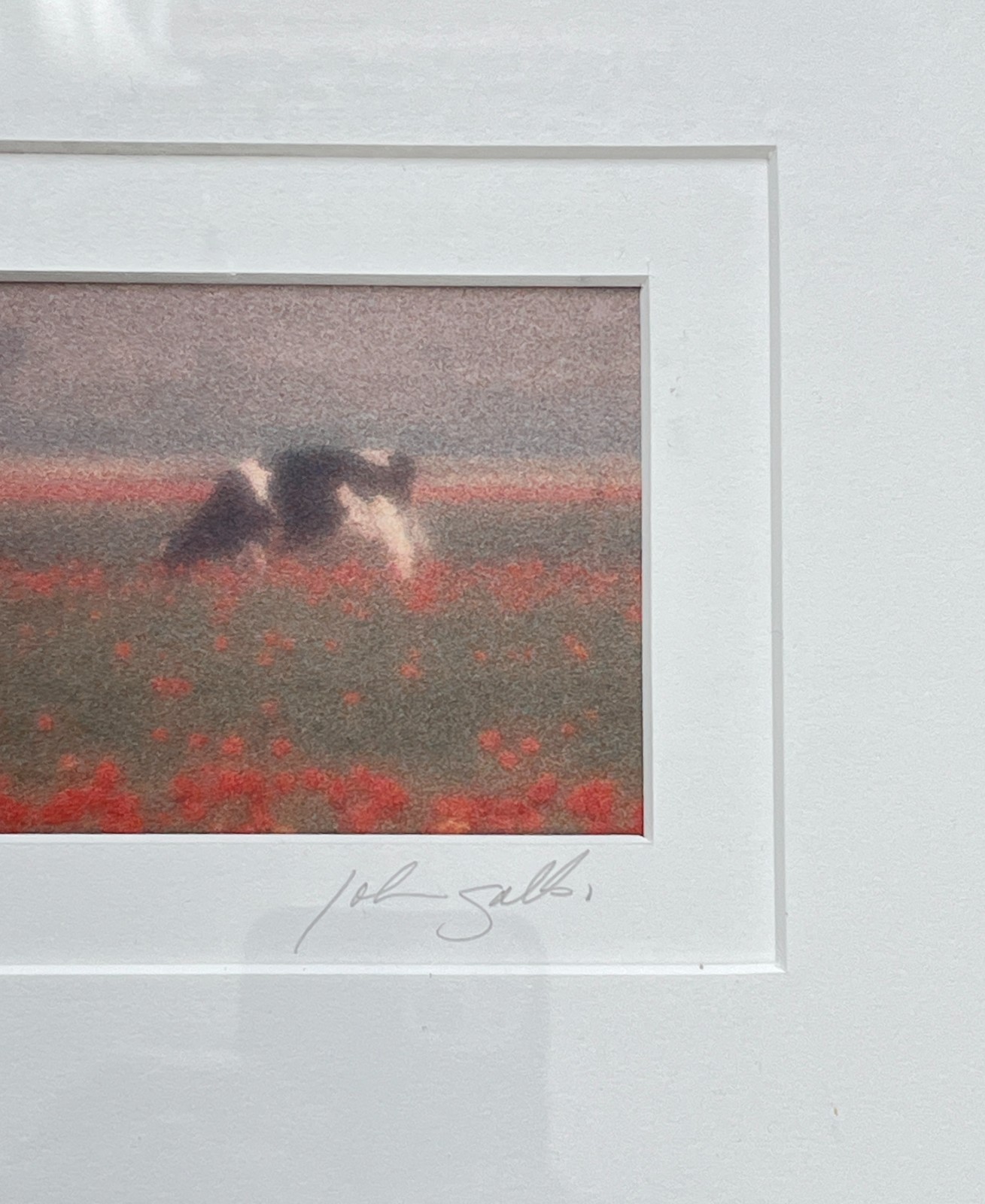 Vintage John Galbo Signed NOORD HOLLAND Panoramic Cow Pasture Art Framed Matted