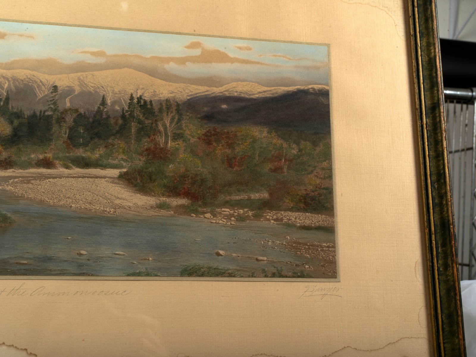 Charles Sawyer (1868-1954) Mt Washington/Ammonoosuc River, Hand Colored Photo