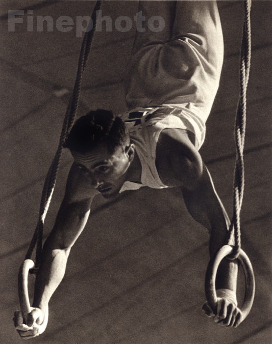 1936 Vintage Berlin OLYMPIC French MALE GYMNAST Rings PAUL WOLFF Photo Art 11×14